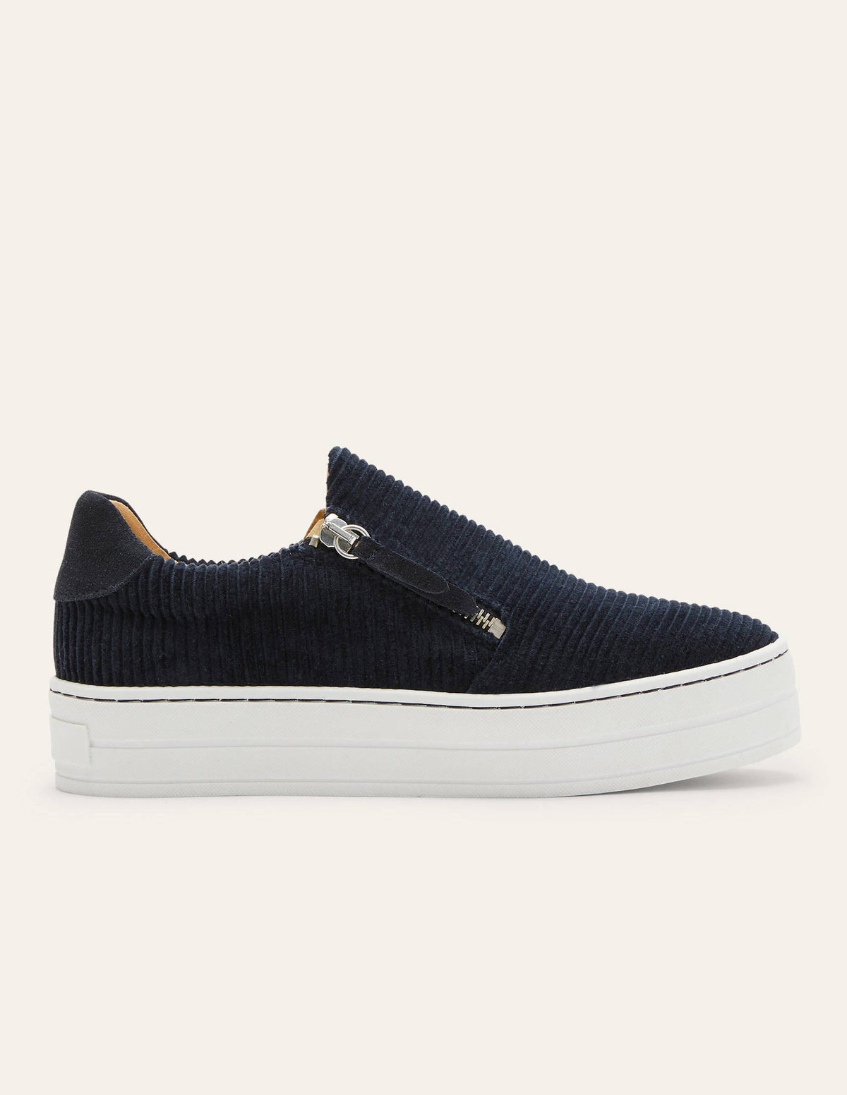 Zip Flatform Trainers-Navy Cord - Image 2