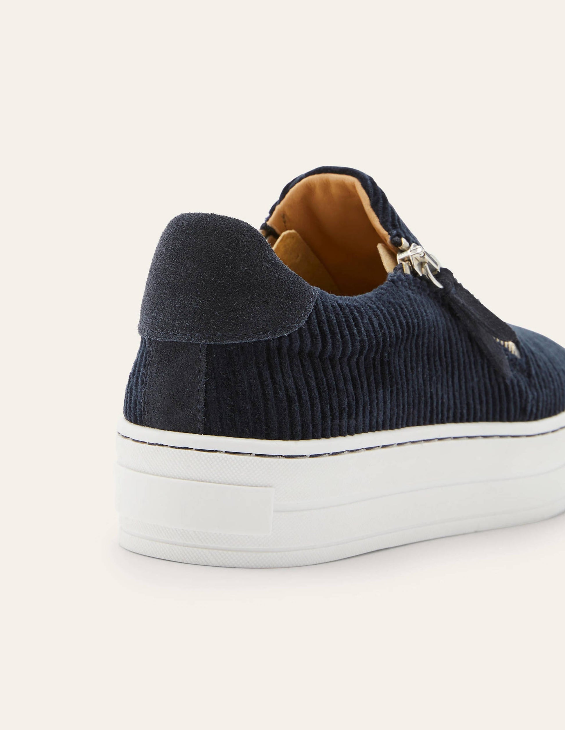 Zip Flatform Trainers-Navy Cord-3