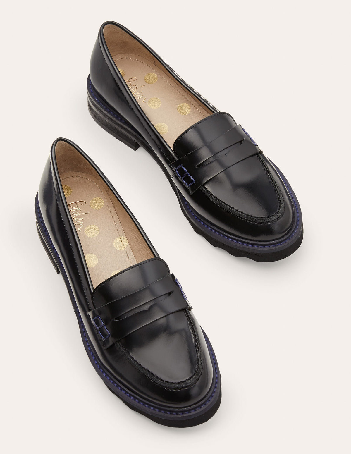 Chunky Penny Loafers-Black/Navy-1