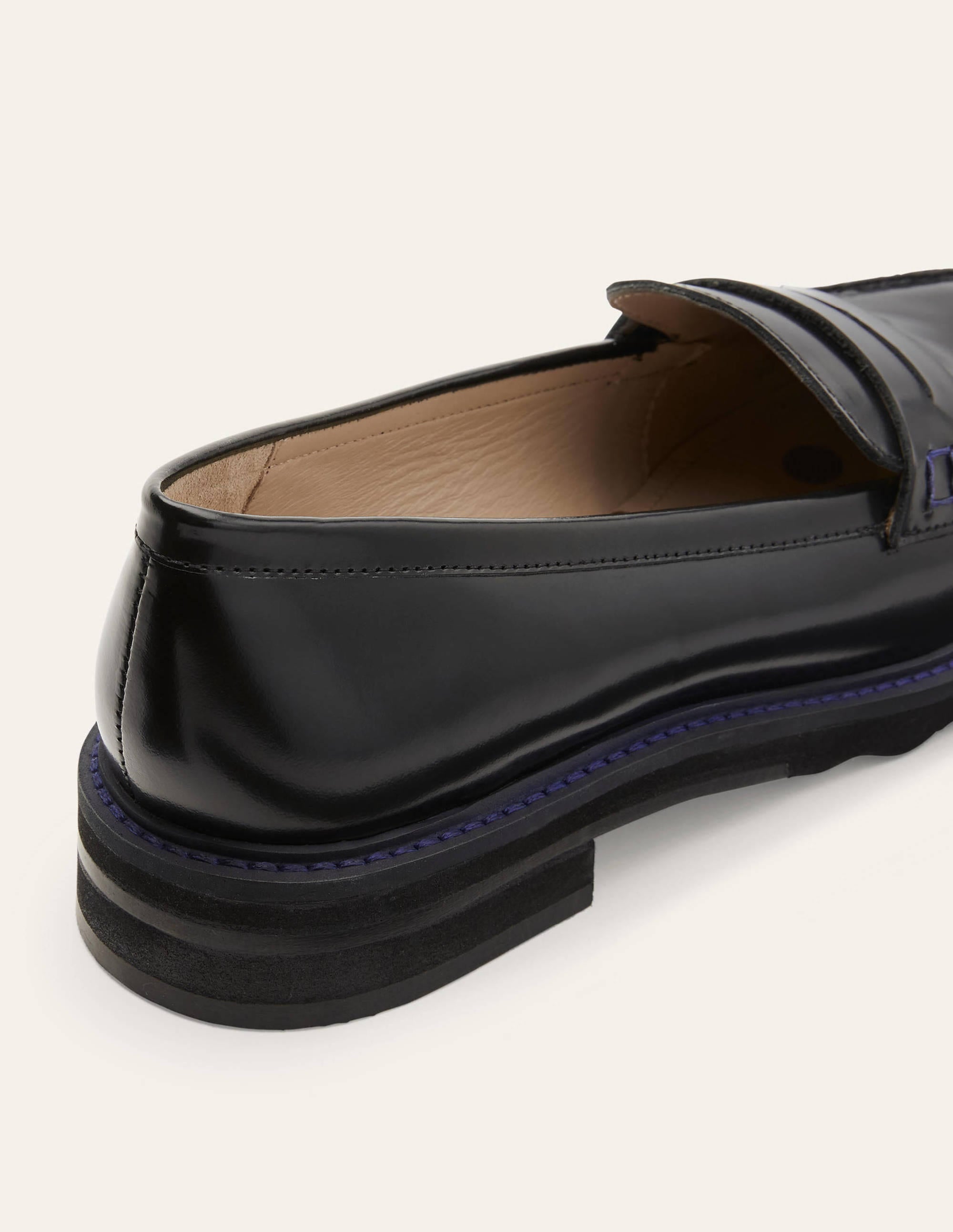 Chunky Penny Loafers-Black/Navy - Image 4