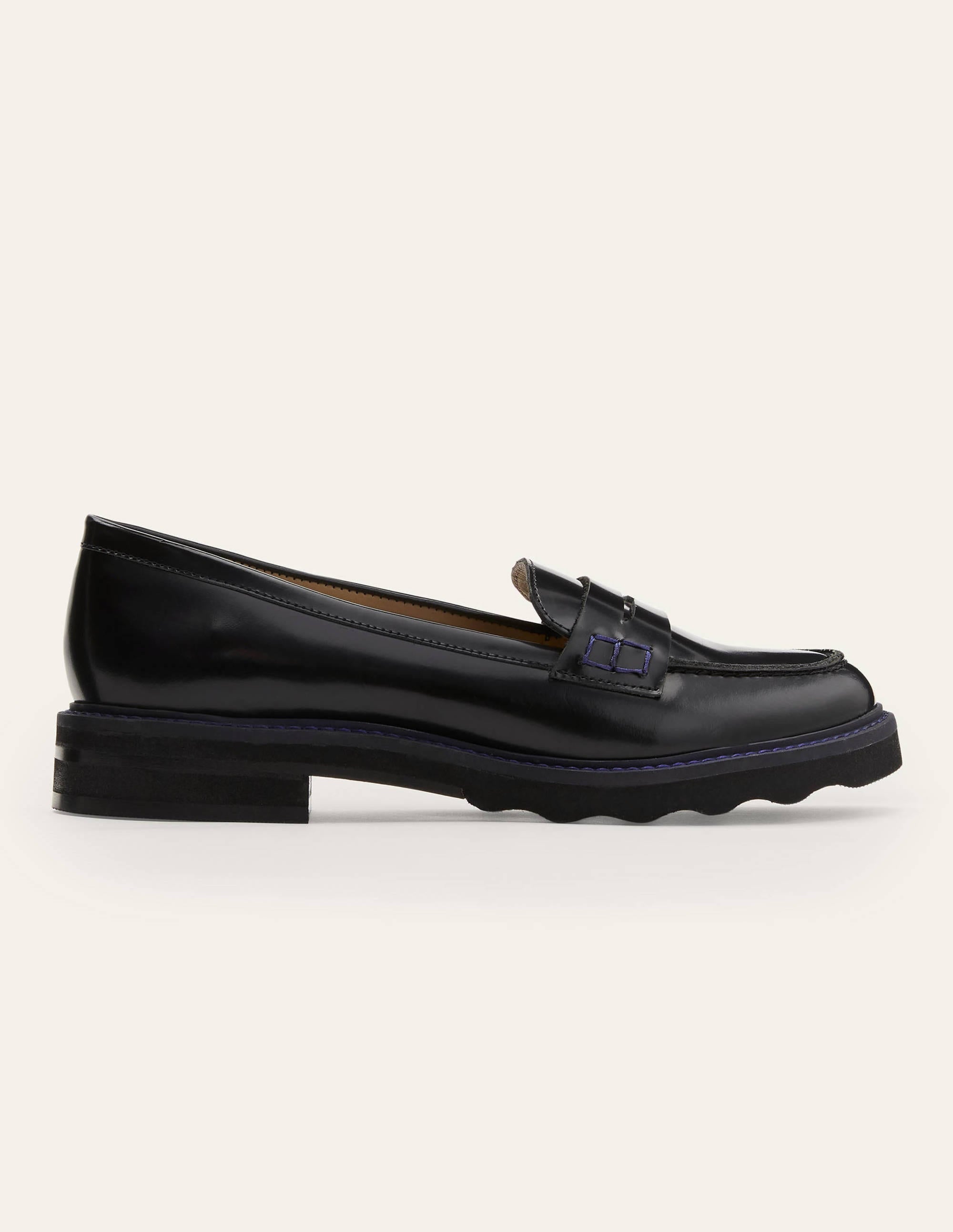 Chunky Penny Loafers-Black/Navy - Image 5