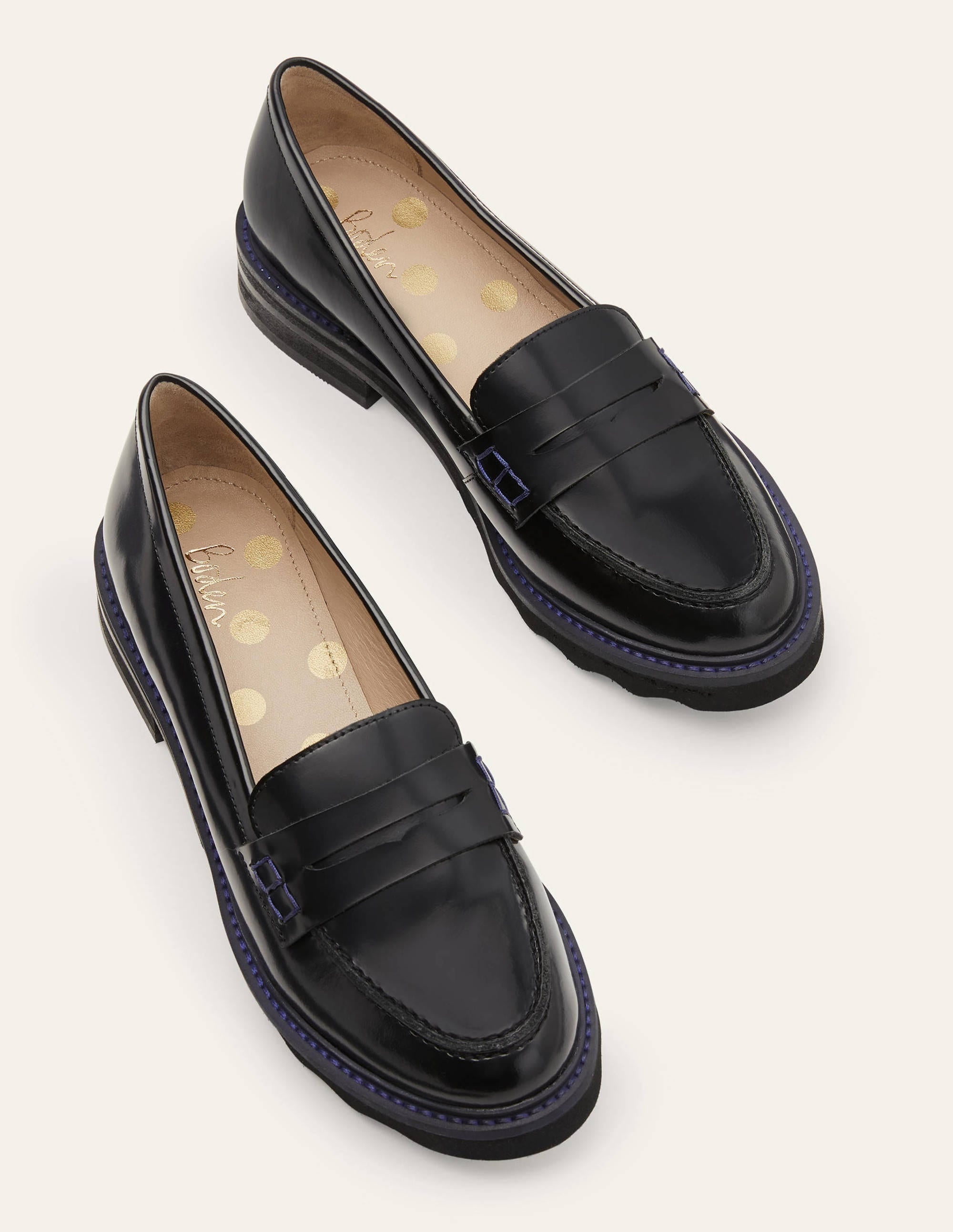 Chunky Penny Loafers-Black/Navy - Image 6