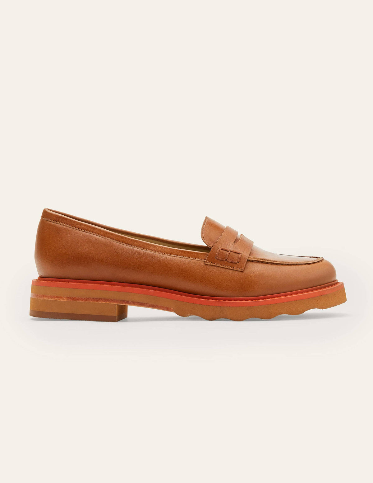 Chunky Penny Loafers-Tan/Cherry Red - Image 2