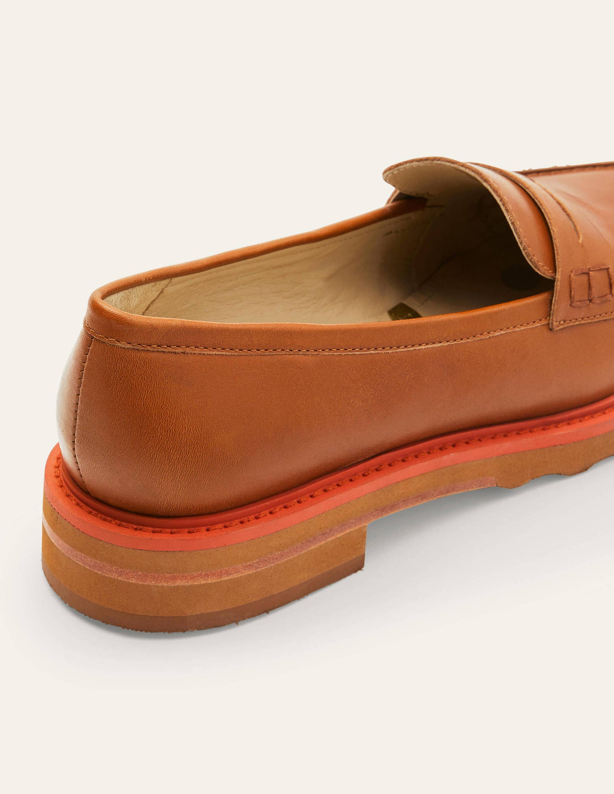 Chunky Penny Loafers-Tan/Cherry Red - Image 3