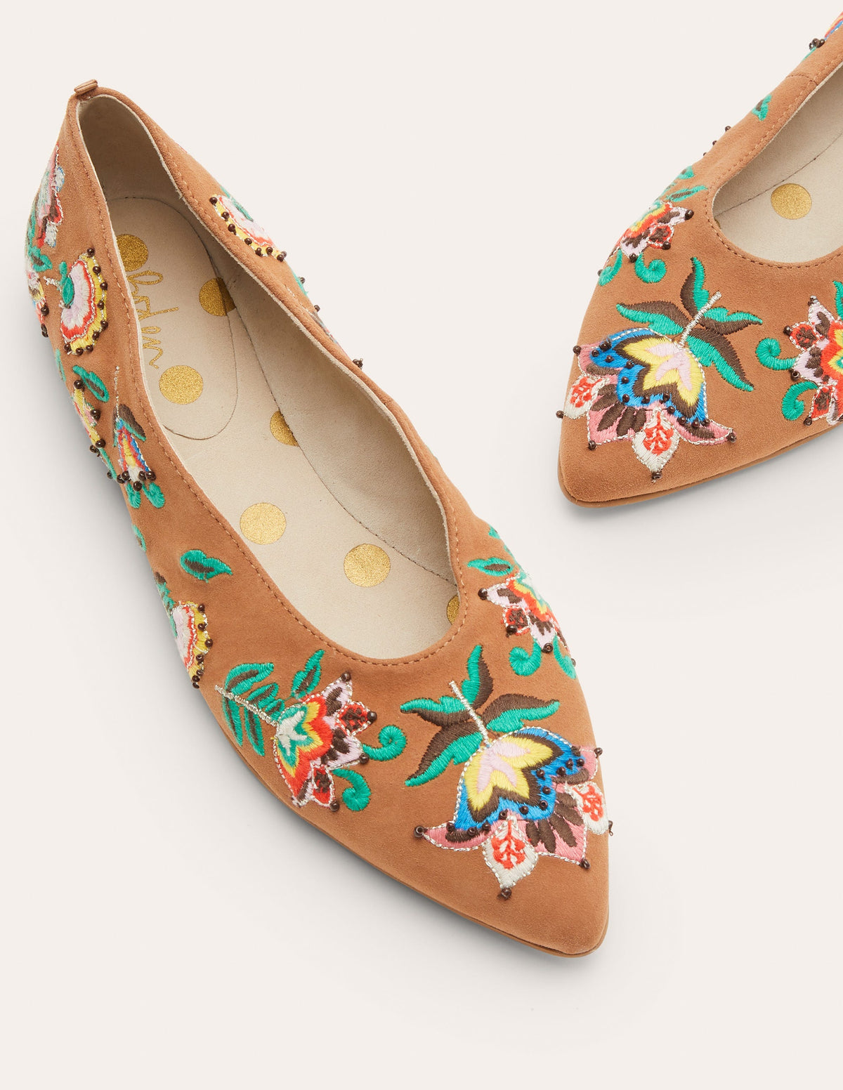 Catriona Ballerinas-Tan Embroidered - Image 2