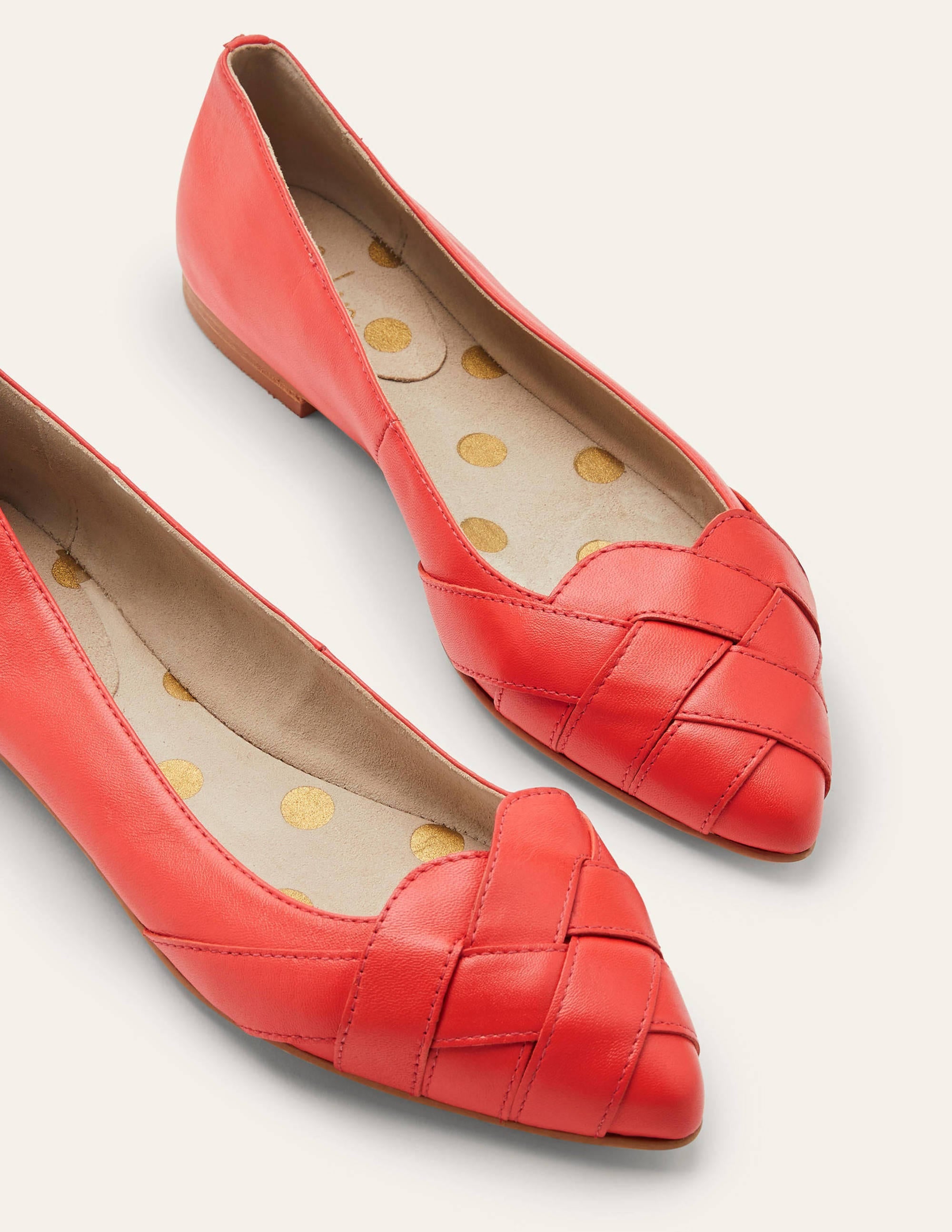 Woven Toe Ballerinas-Cherry Red - Image 1