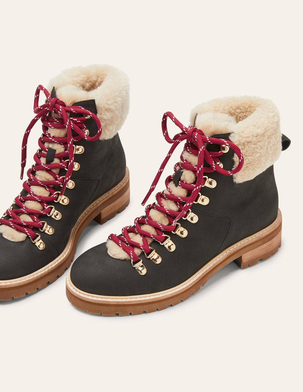 Lace-up Hiking Boots-Black - Image 1