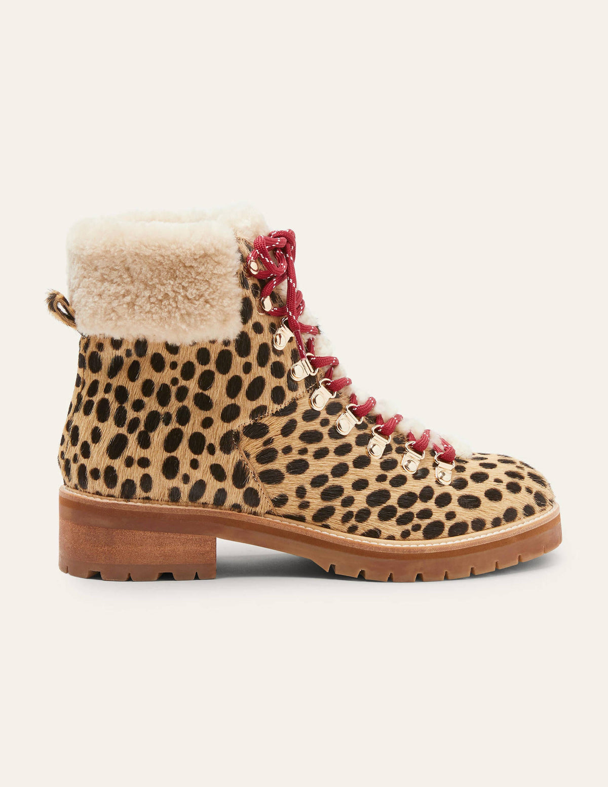 Lace-up Hiking Boots-Tan Leopard - Image 4