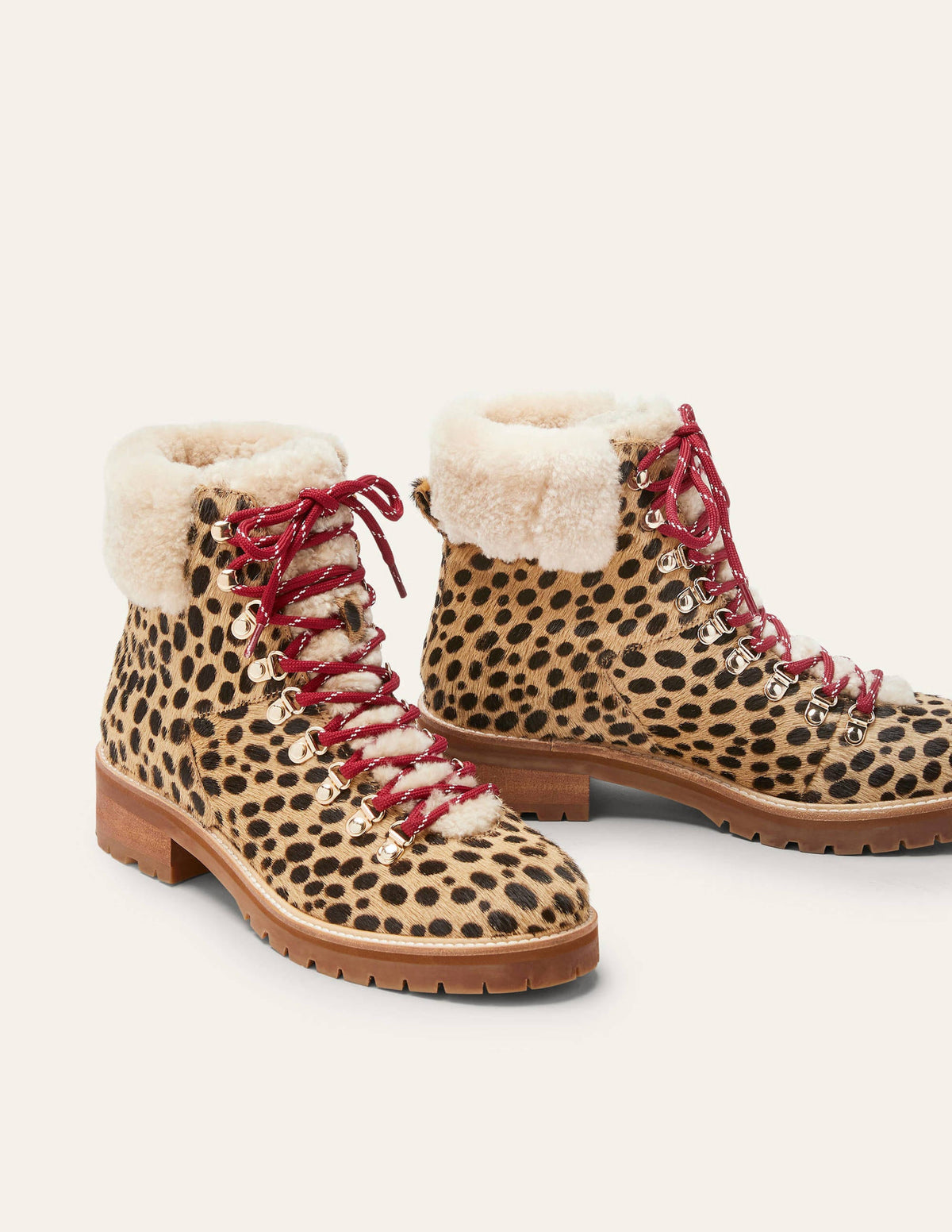 Lace-up Hiking Boots-Tan Leopard - Image 2