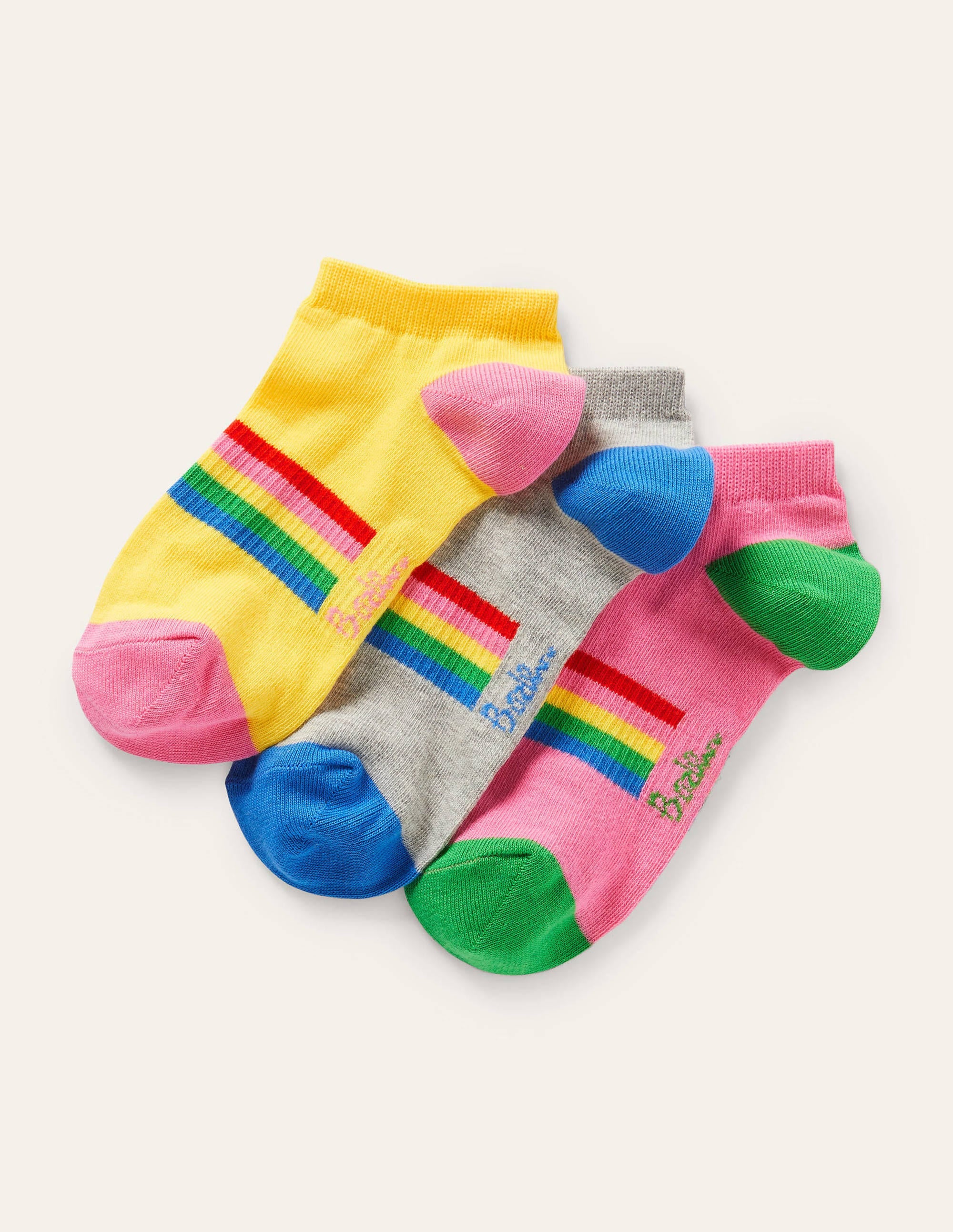 Three Pack Trainer Socks-Stripe - Image 1