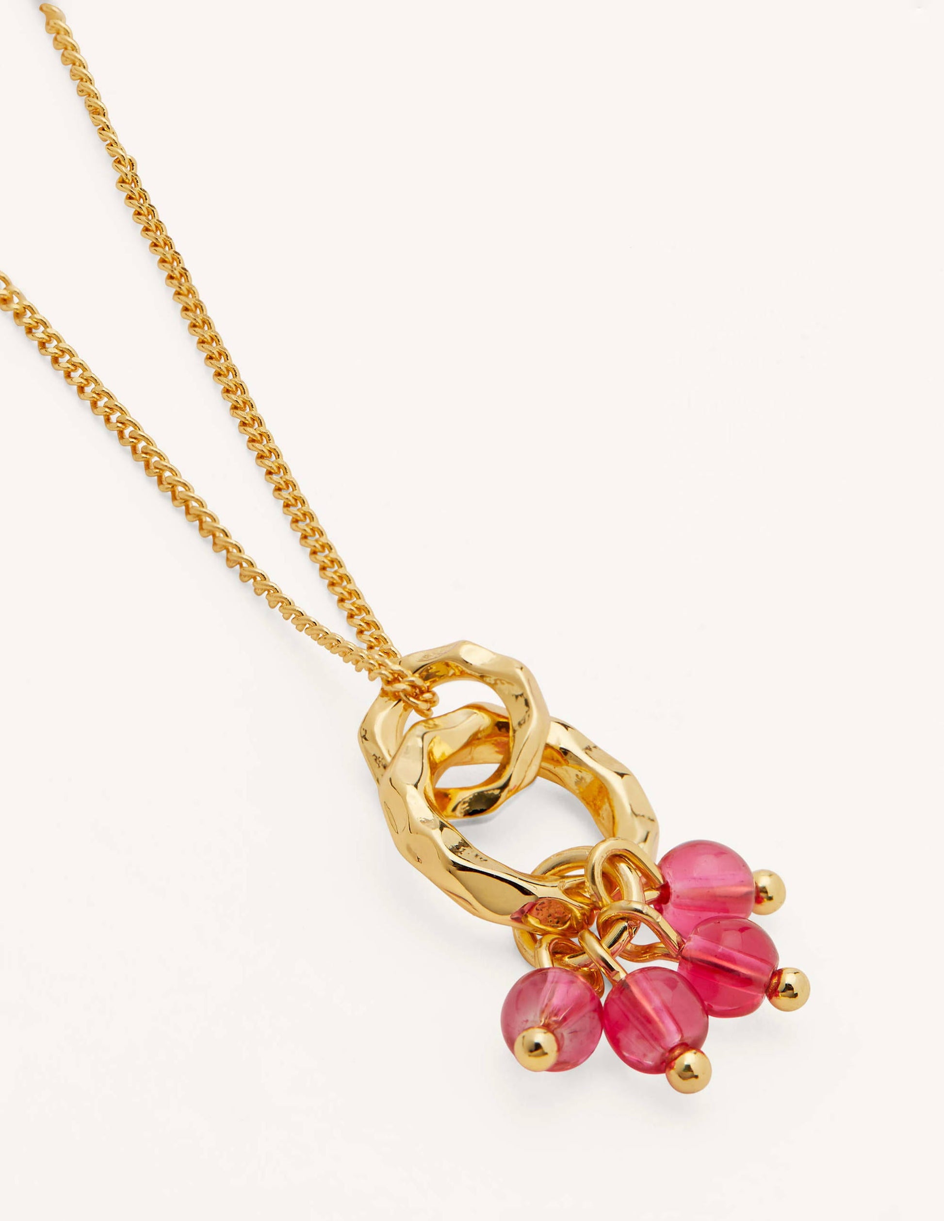 Hammered Beaded Pendant-Pink-2