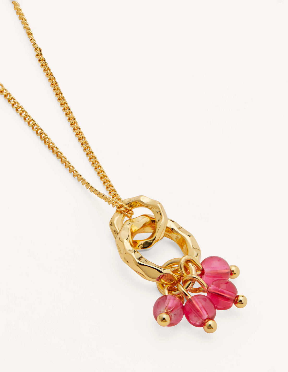 Hammered Beaded Pendant-Pink - Image 2