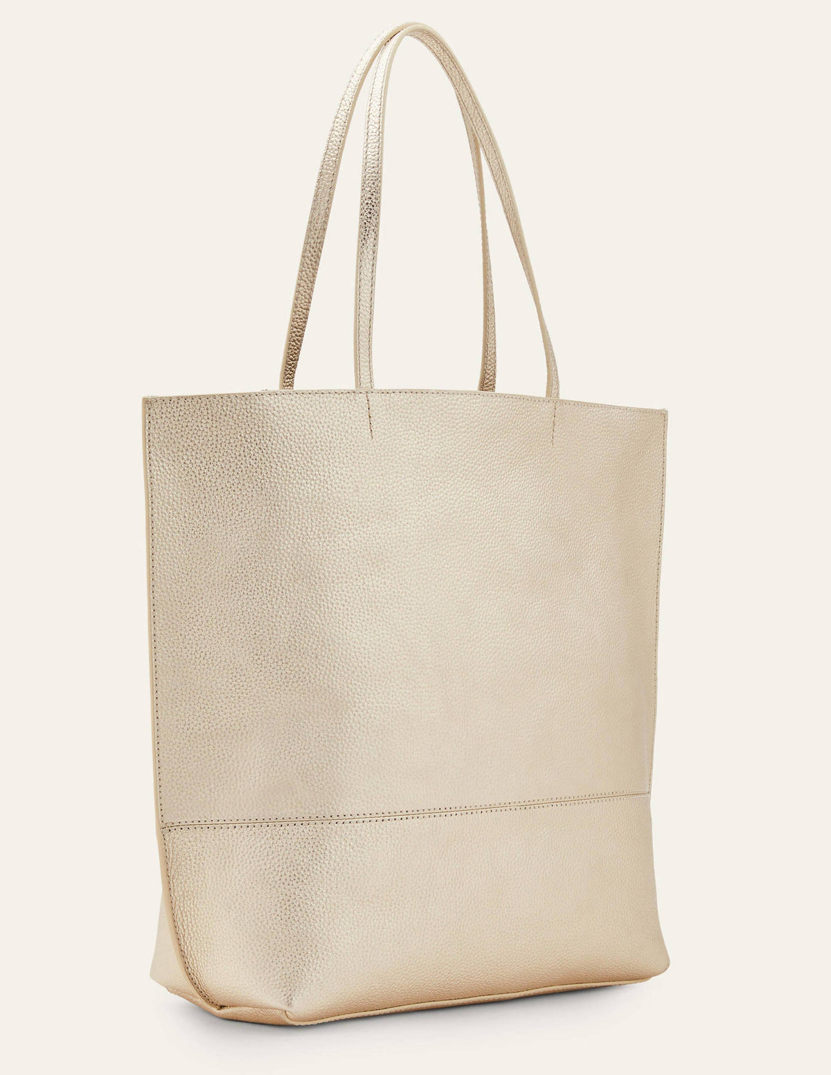 Leather Tote Bag-Pale Gold - Image 3