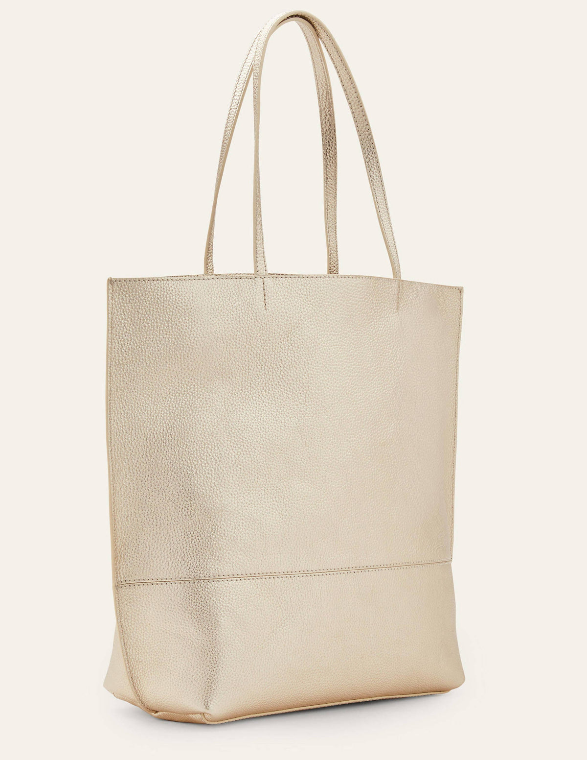 Leather Tote Bag-Pale Gold - Image 4