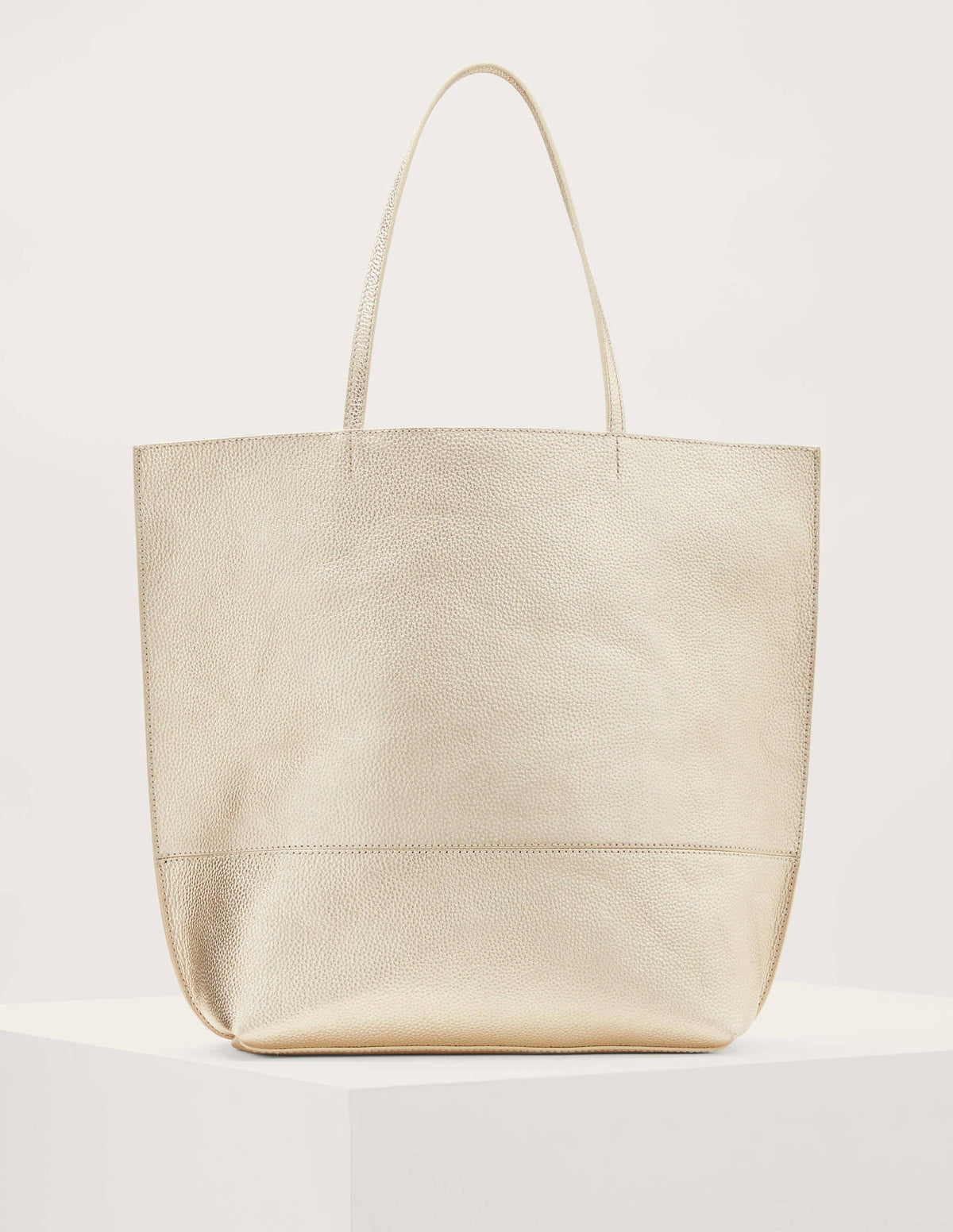 Leather Tote Bag-Pale Gold - Image 1