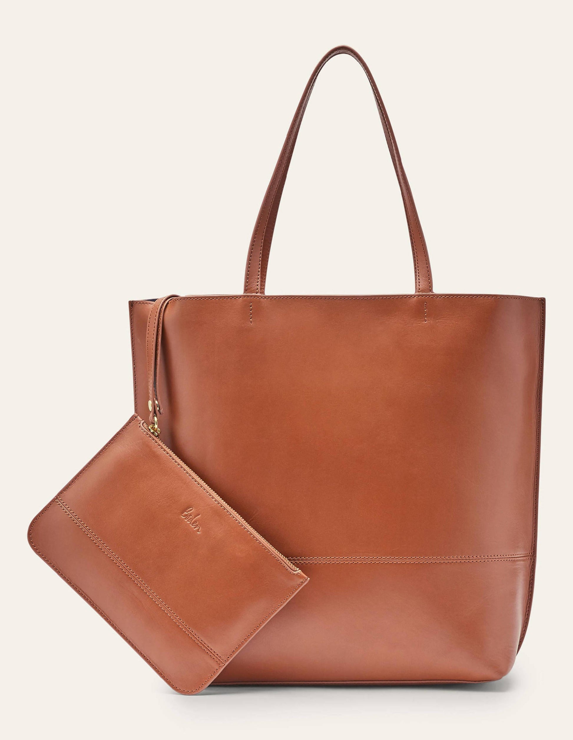 Leather Tote Bag-Tan-5