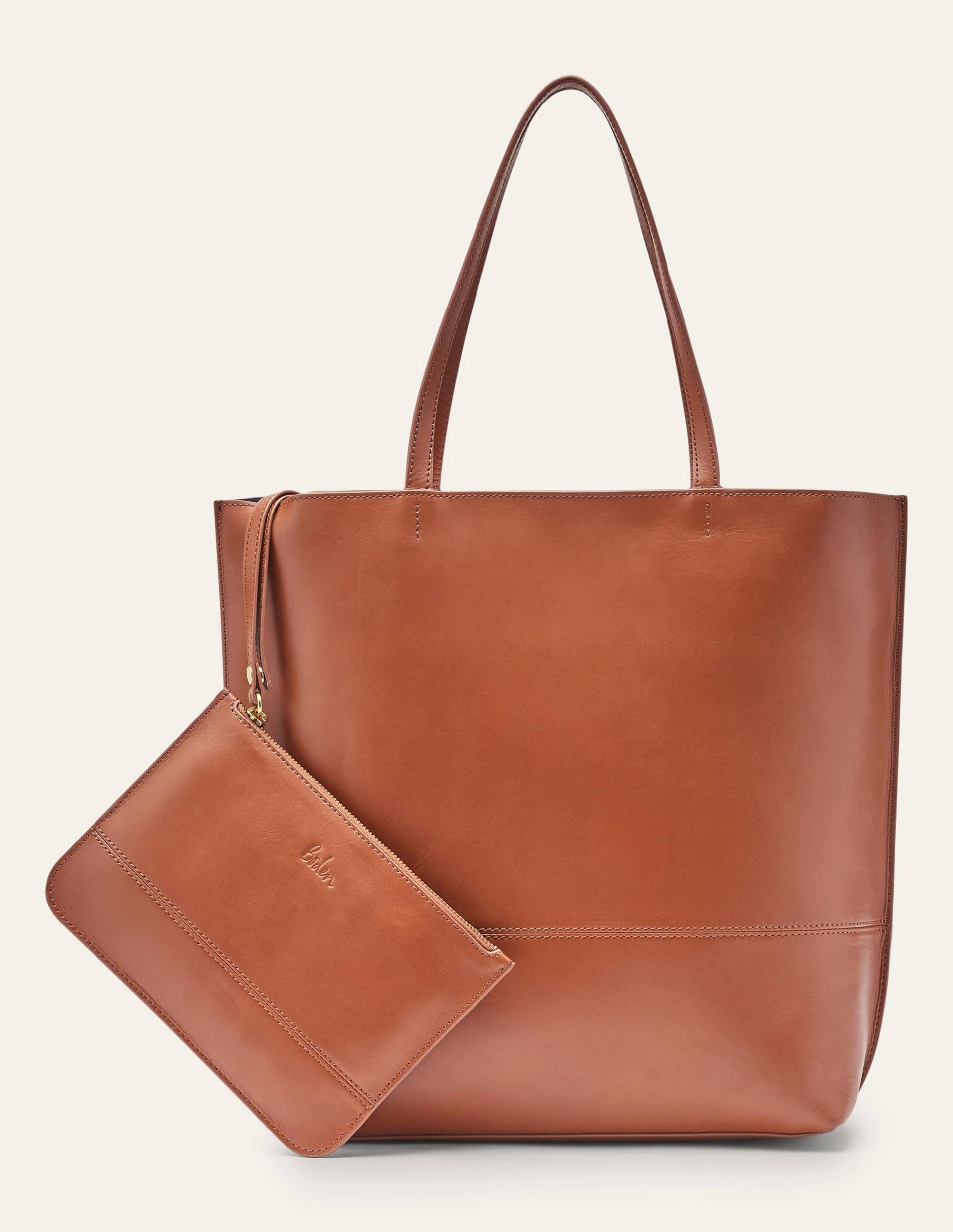 Leather Tote Bag-Tan - Image 5