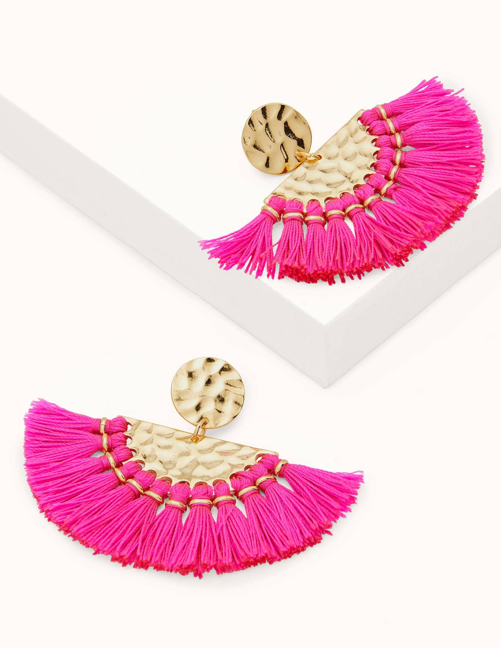 Statement Tassel Earrings-Party Pink-1