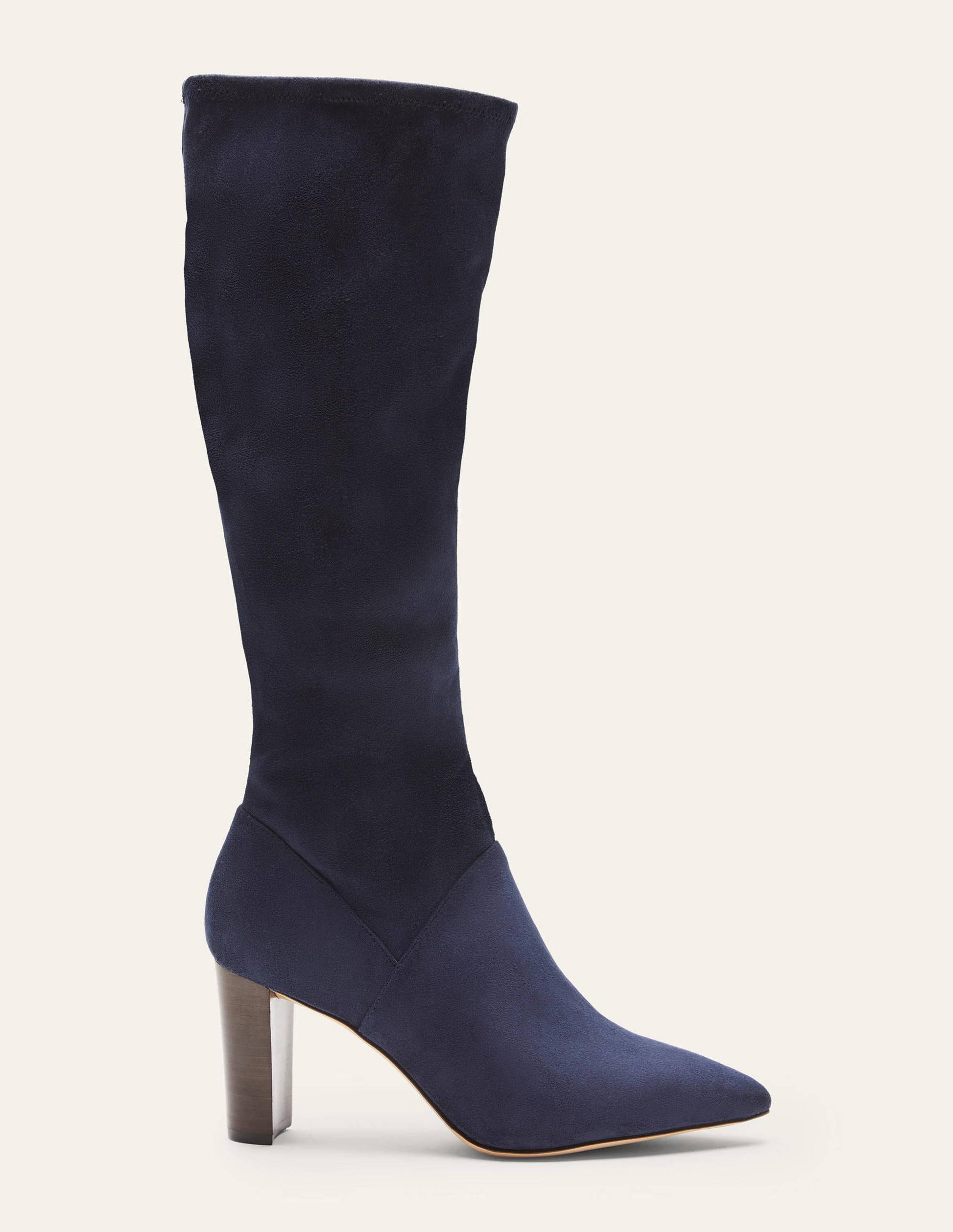 Pointed Toe Stretch Boots-Navy-2