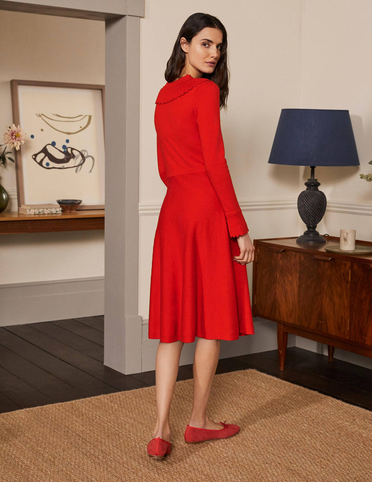 Abercorn Knitted Dress-Cherry Red-3