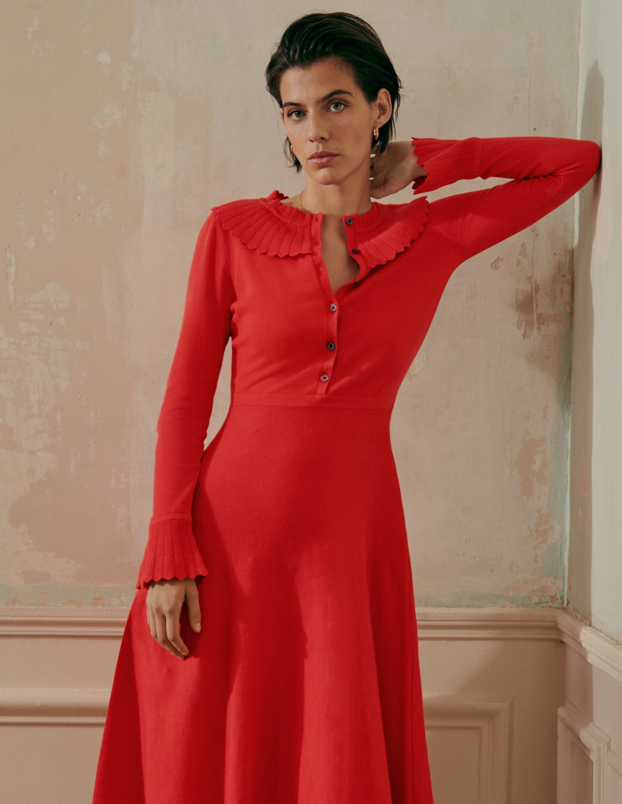 Abercorn Knitted Dress-Cherry Red - Image 5
