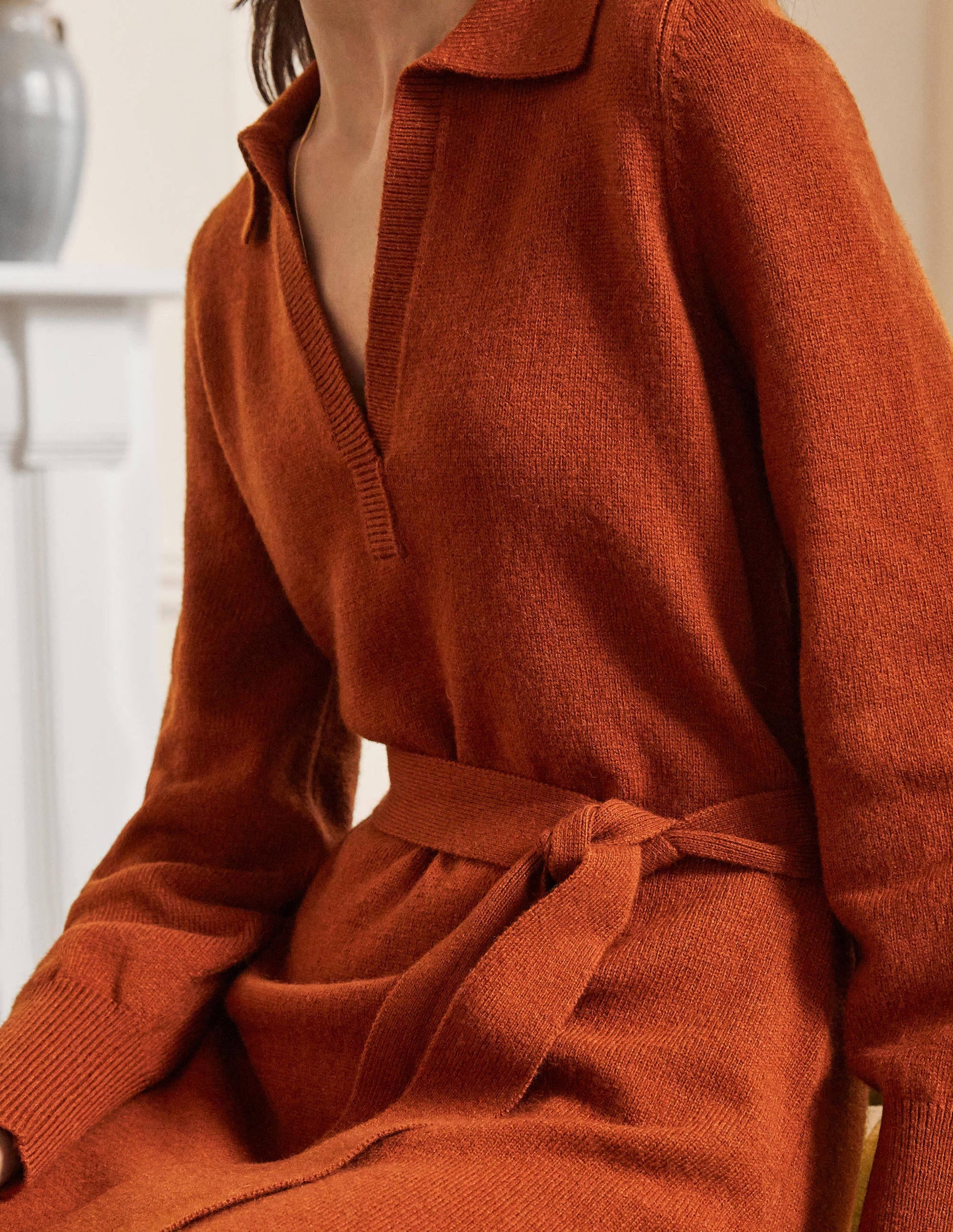 Harriet Knitted Midi Dress-Rust-2