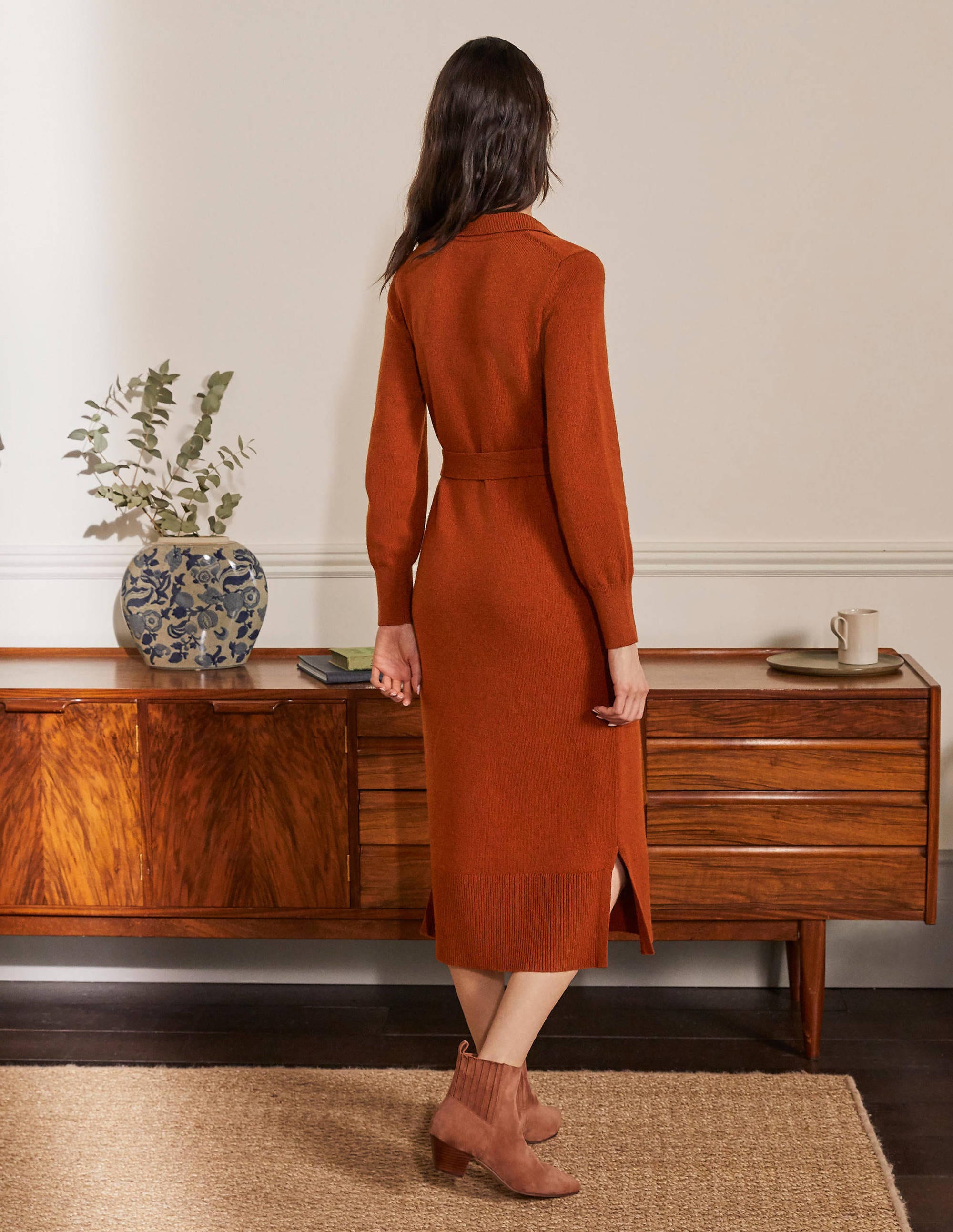 Harriet Knitted Midi Dress-Rust - Image 3