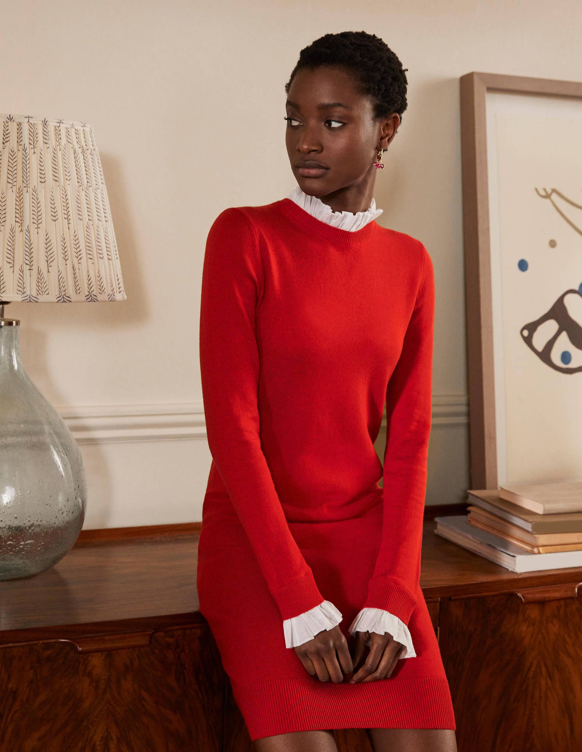 Beatrice Knitted Dress-Blazer Red-4