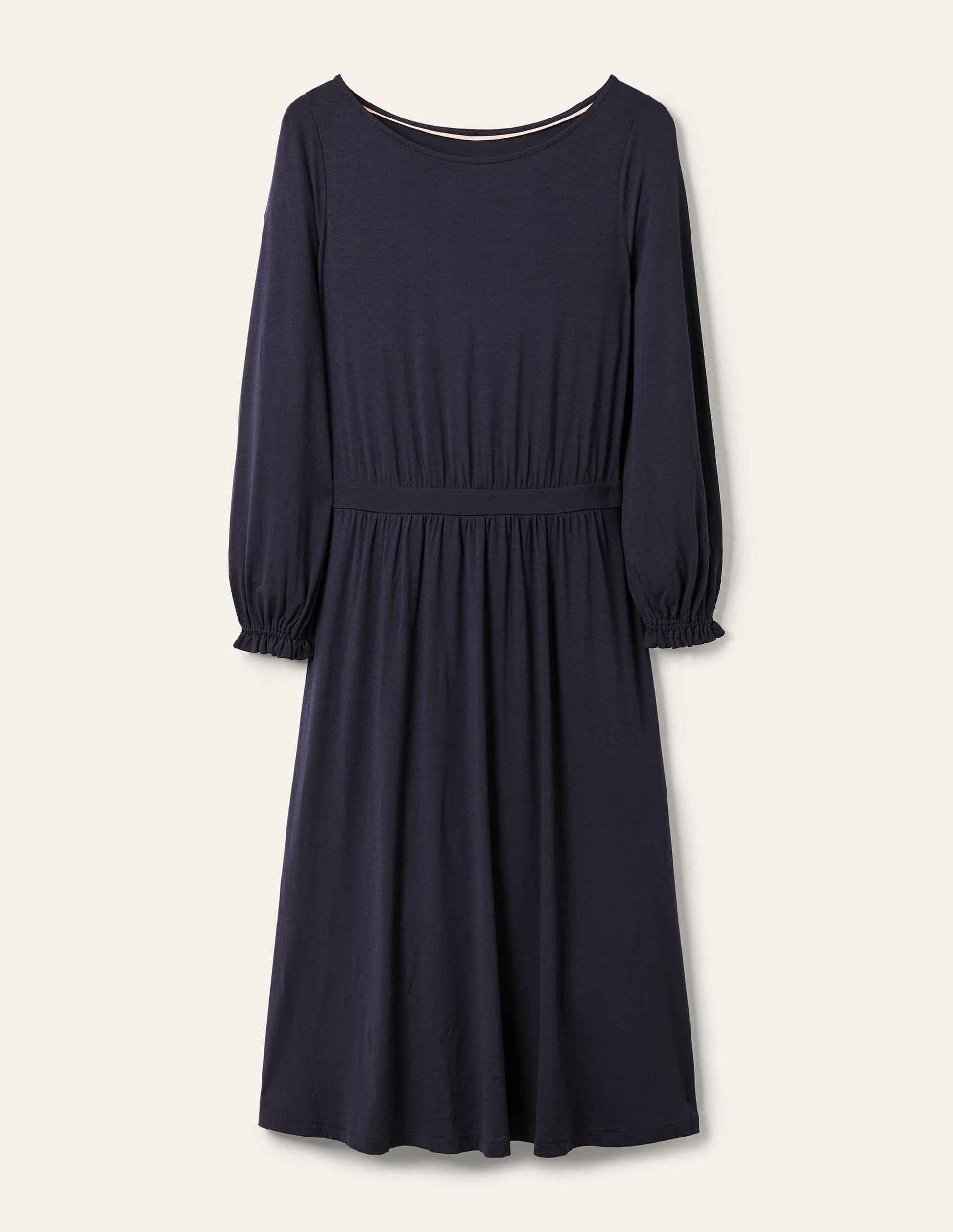 Evelyn Jersey Midi Dress-Navy-5