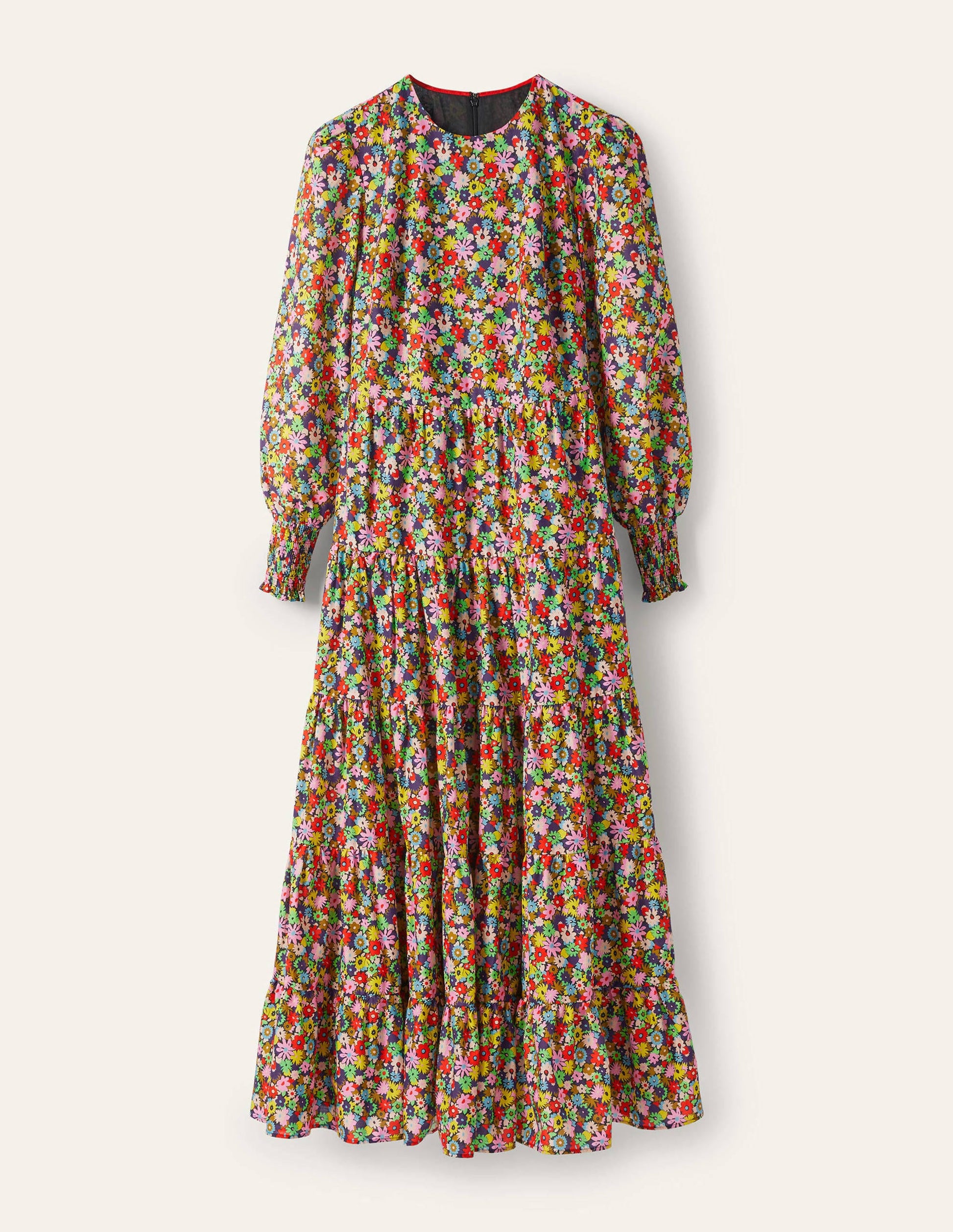Tiered Maxi Dress-Cherry Red, Paintbox Ditsy-6
