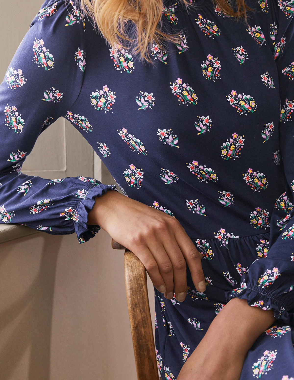 Clara Jersey Dress-Navy, Pretty Bird - Image 2