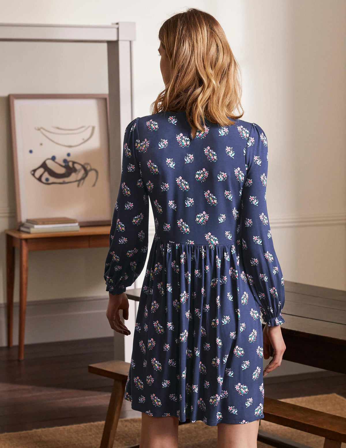 Clara Jersey Dress-Navy, Pretty Bird - Image 3