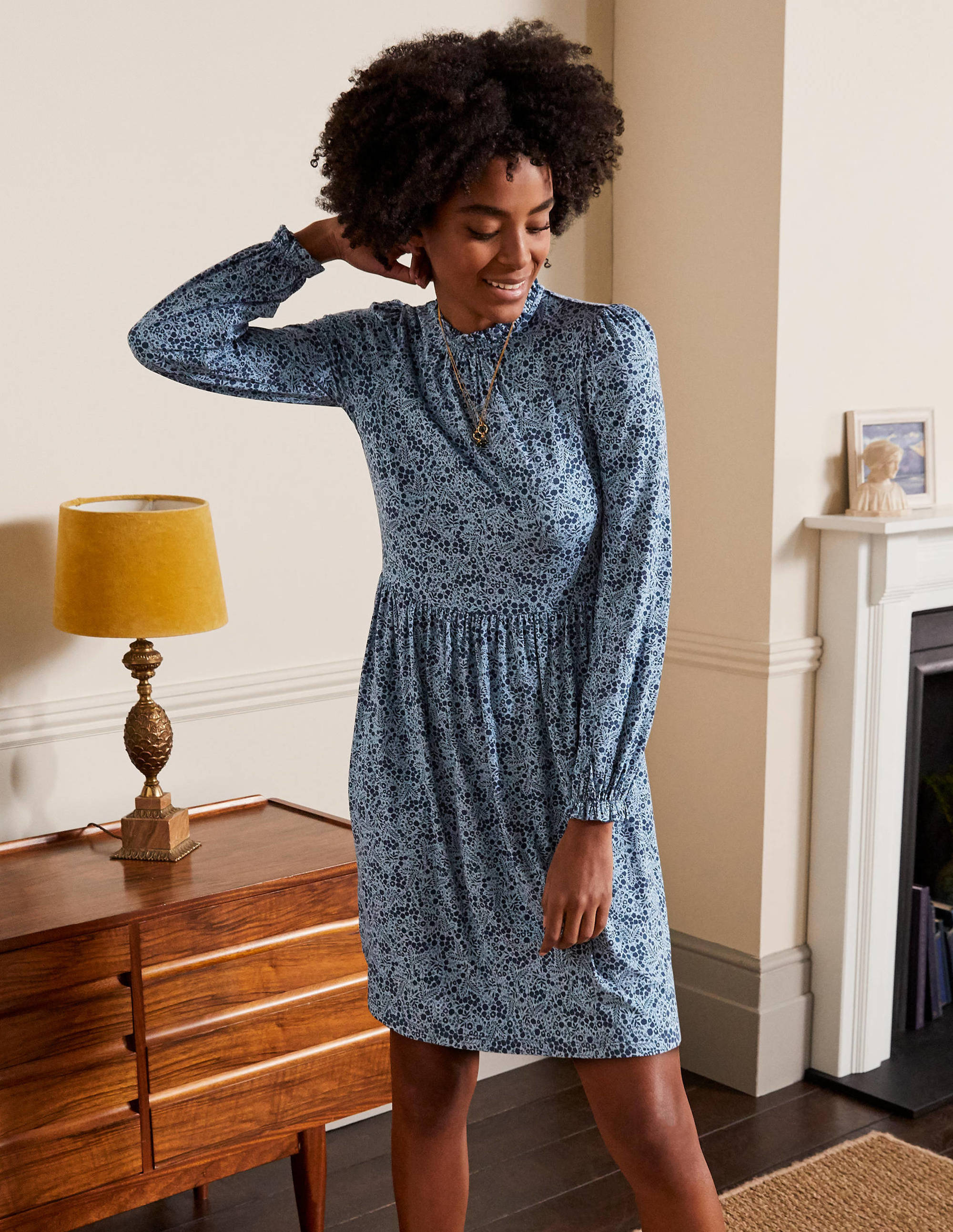 Clara Jersey Dress-Frost Blue, Enchanting Forest - Image 1