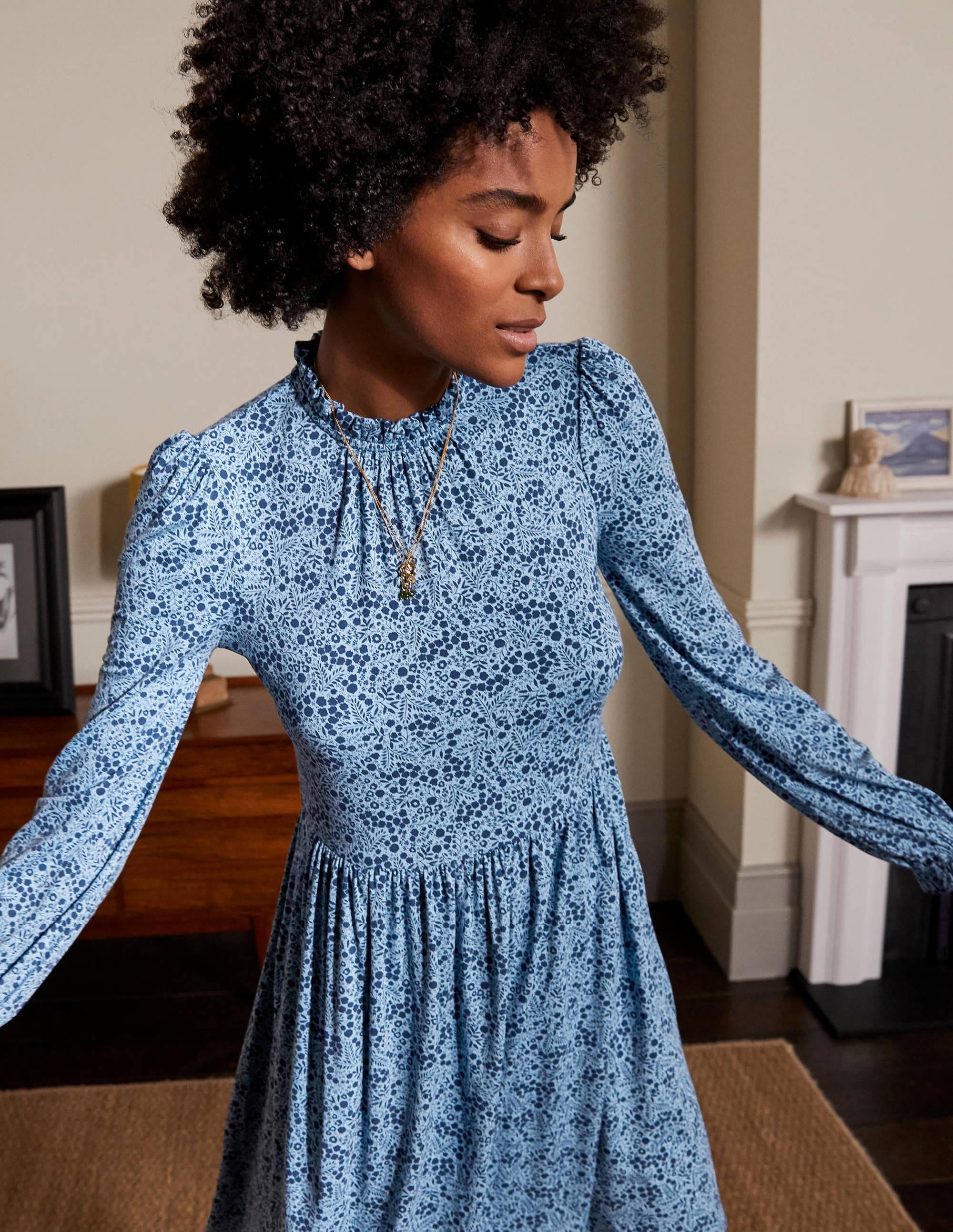 Clara Jersey Dress-Frost Blue, Enchanting Forest - Image 4