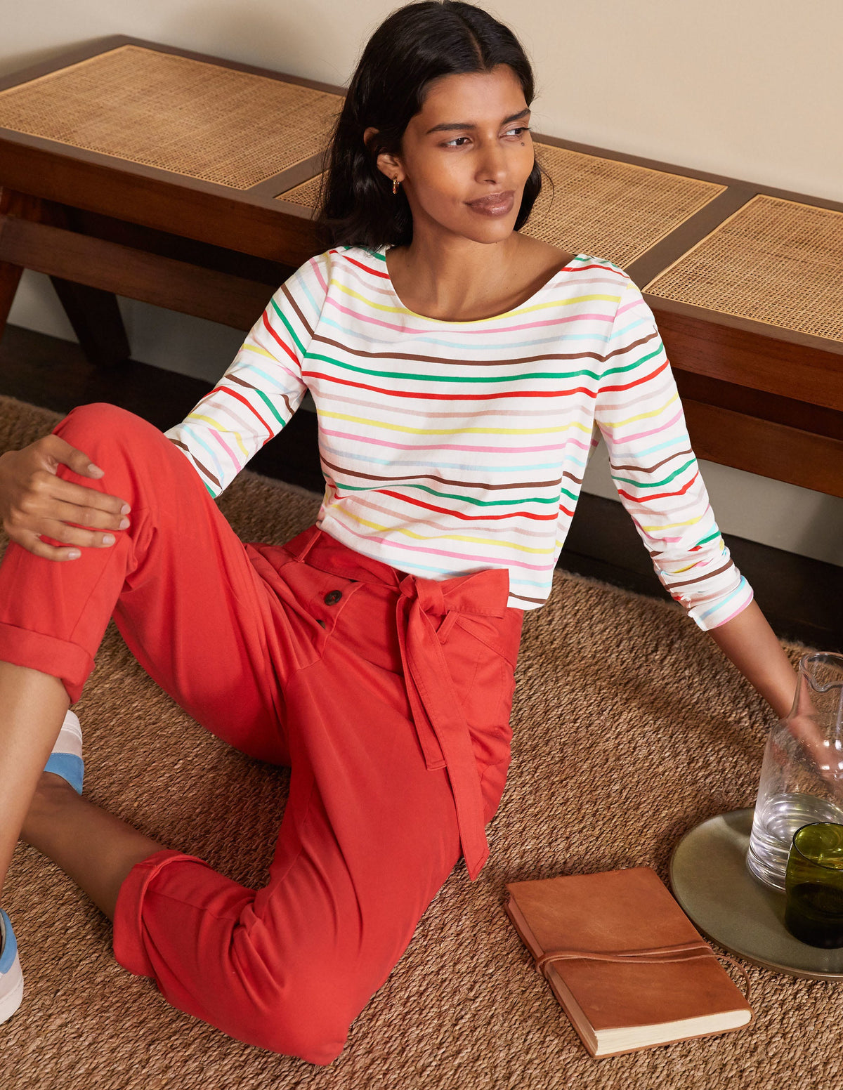 Long Sleeve Breton Top-Cherry Blossom, Lemon Rainbow-1