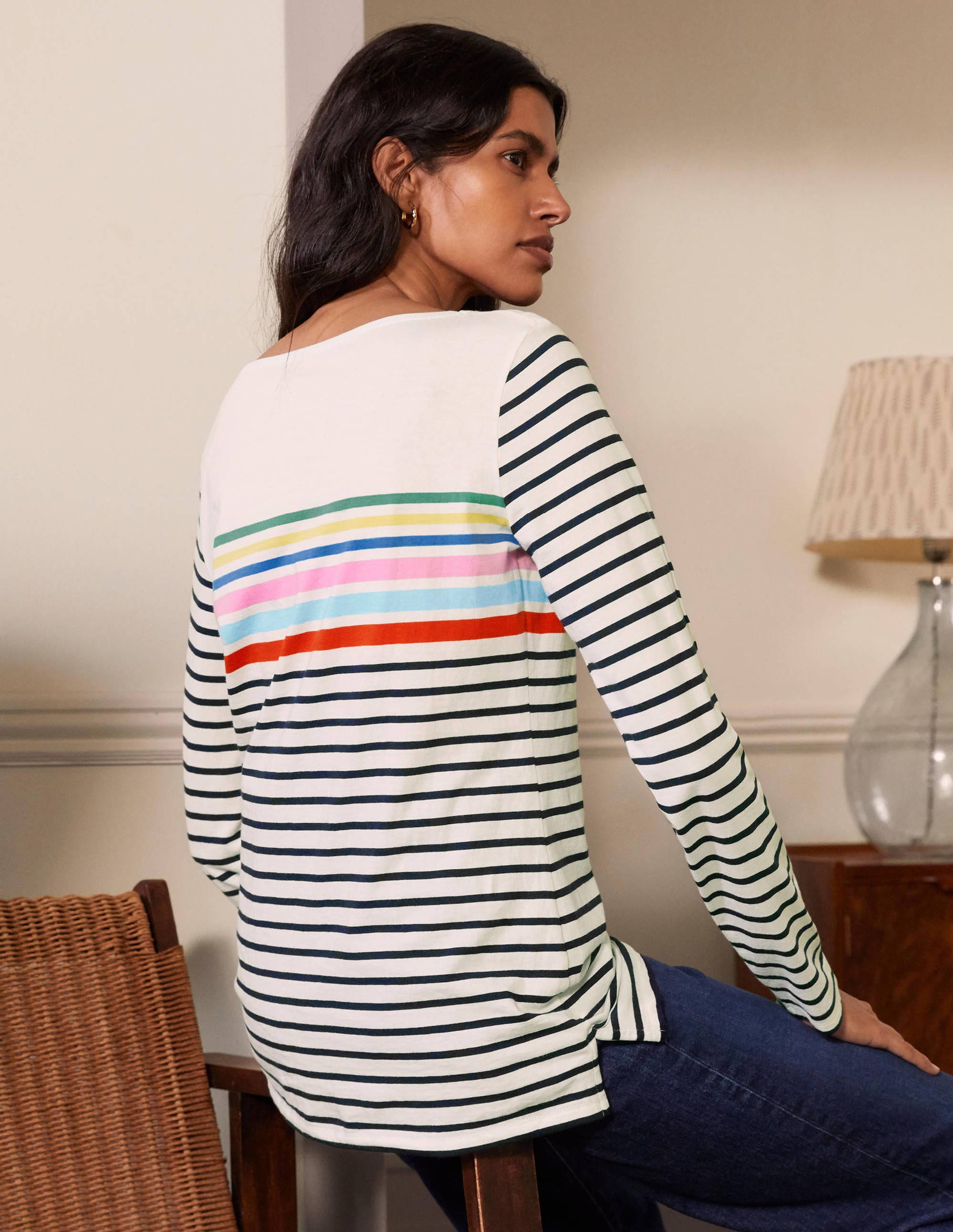 Long Sleeve Breton Top-Rainbow Chest Placement - Image 3