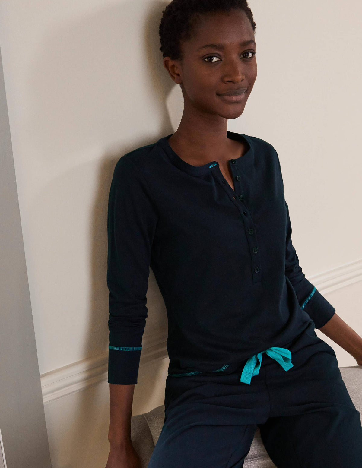 Alba Jersey Pyjama Top-Navy - Image 1