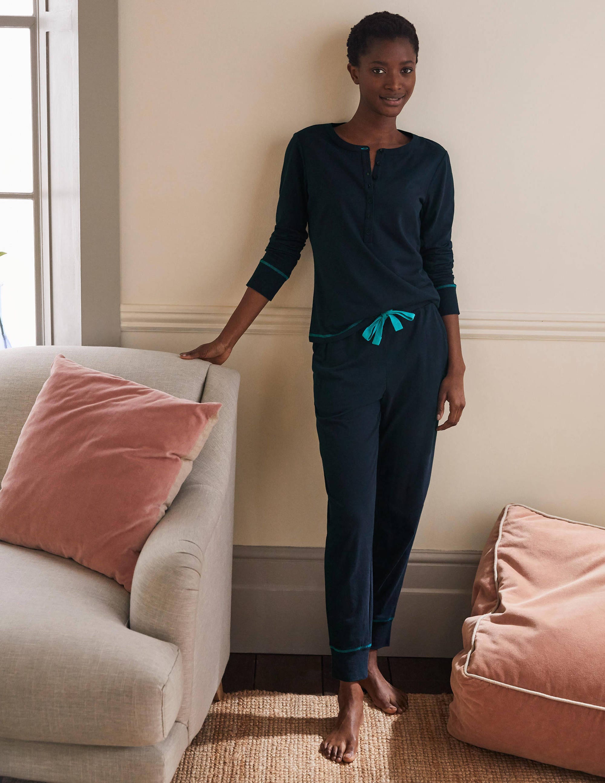 Alba Jersey Pyjama Top-Navy - Image 4
