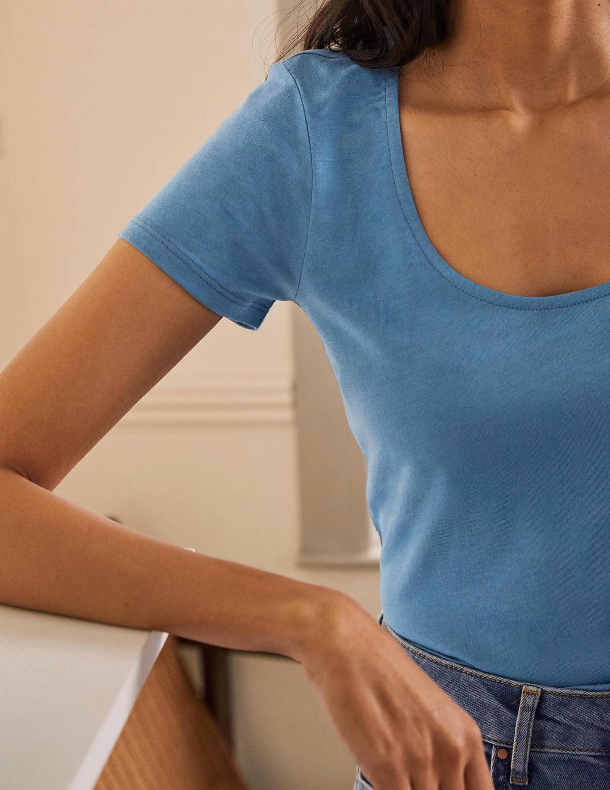 Supersoft Scoop Tee-Azure - Image 2