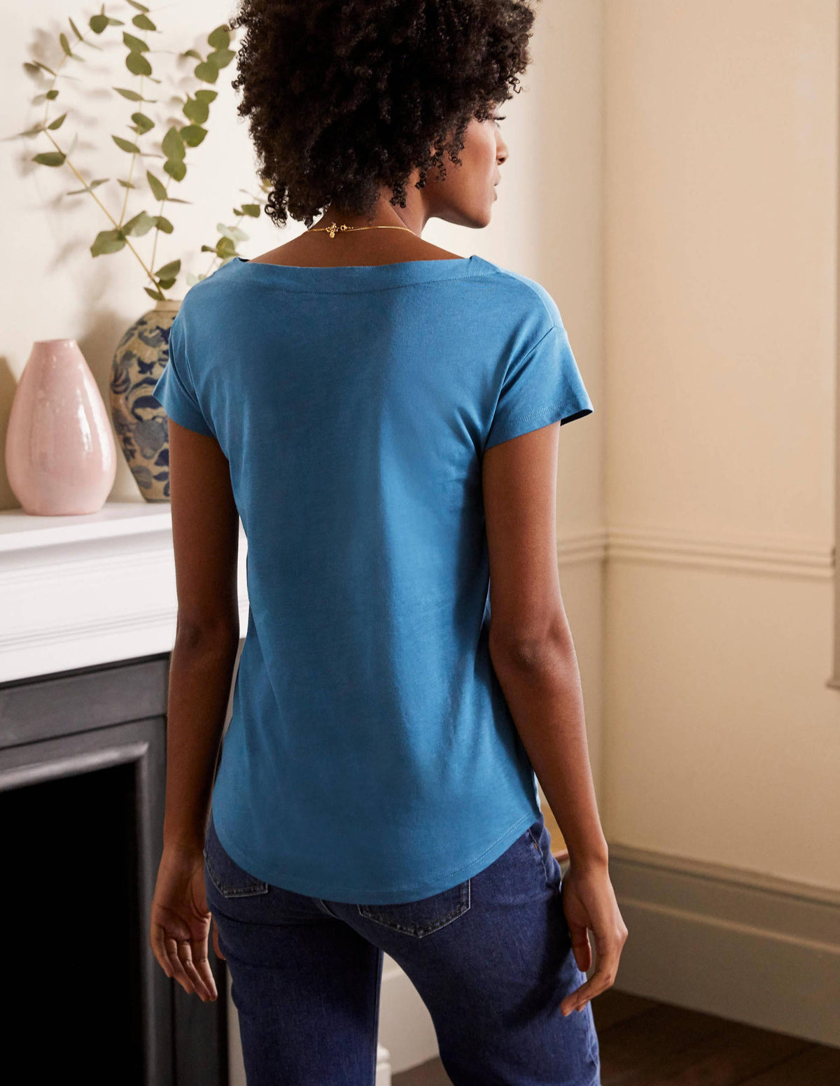 Supersoft Boat Neck T-Shirt-Azure - Image 3