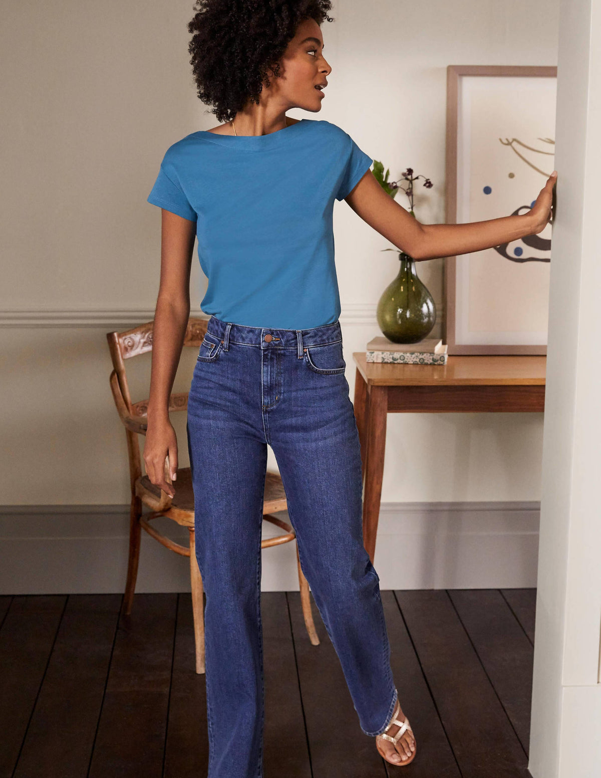 Supersoft Boat Neck T-Shirt-Azure - Image 4