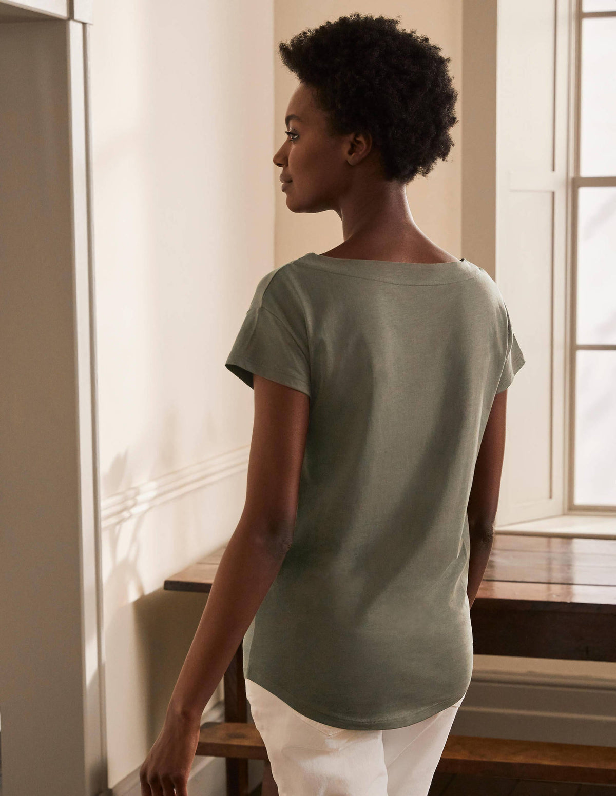 Supersoft Boat Neck T-Shirt-Classic Khaki - Image 3