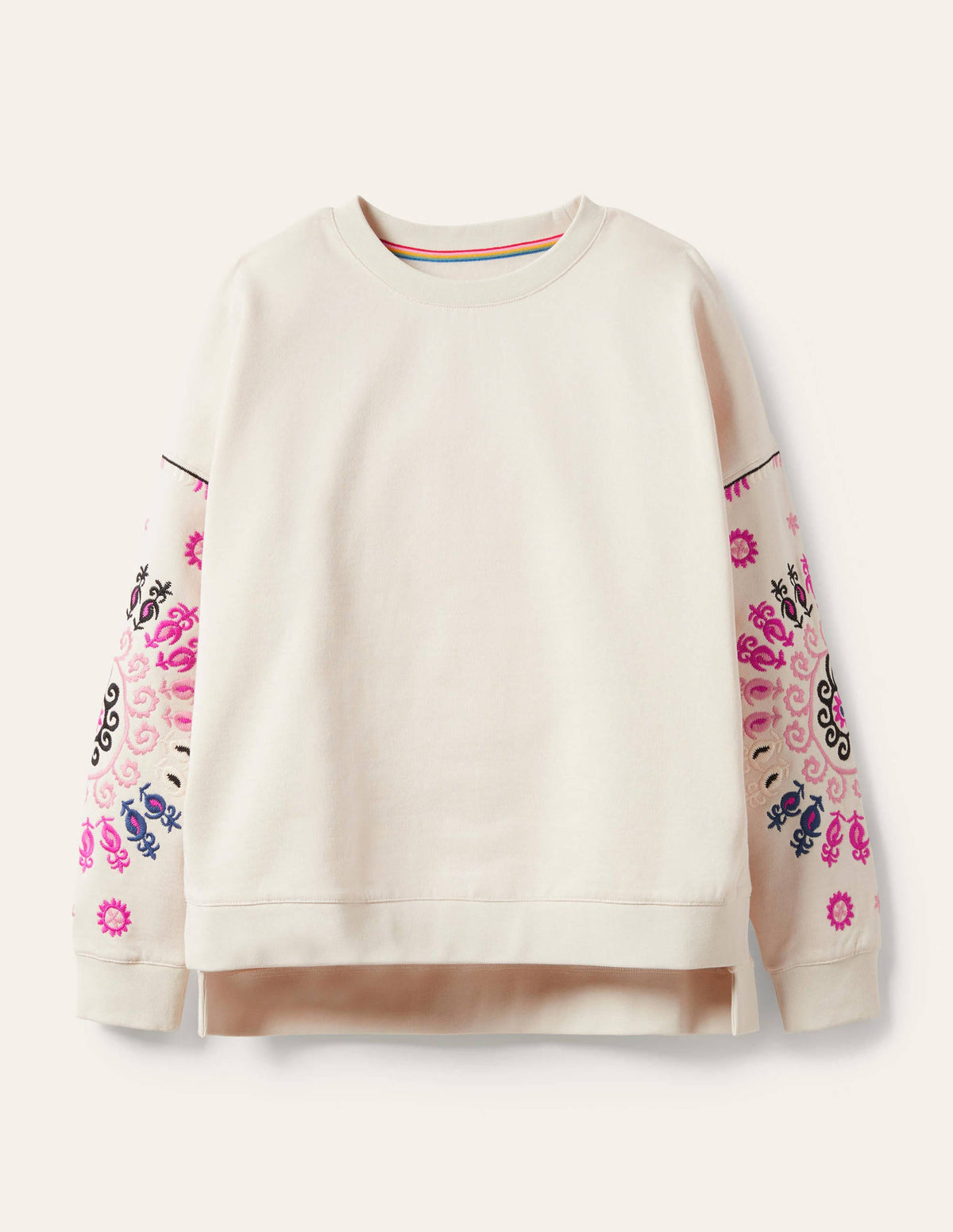 Interest Sweatshirt-Ivory, Multi Embroidery-5