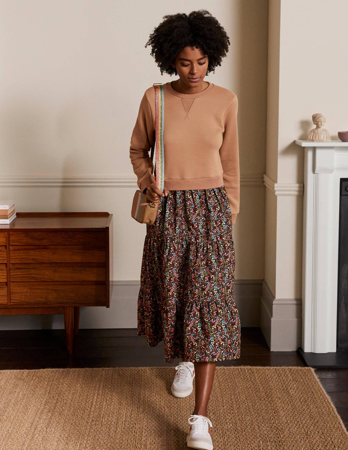 Woven Mix Tiered Dress-Ginger, Enchanting Forest - Image 1