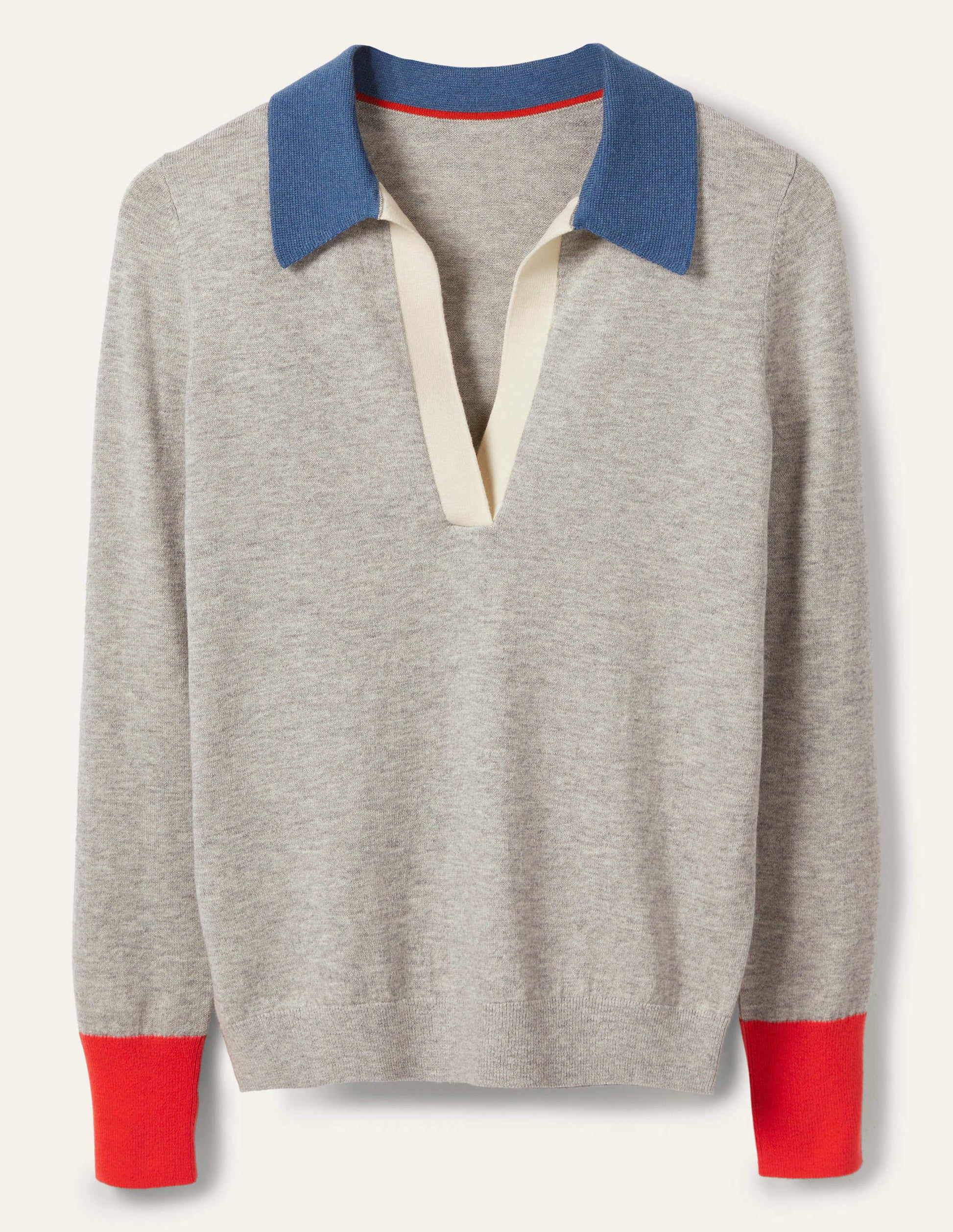 Collar Jumper-Grey Melange-5