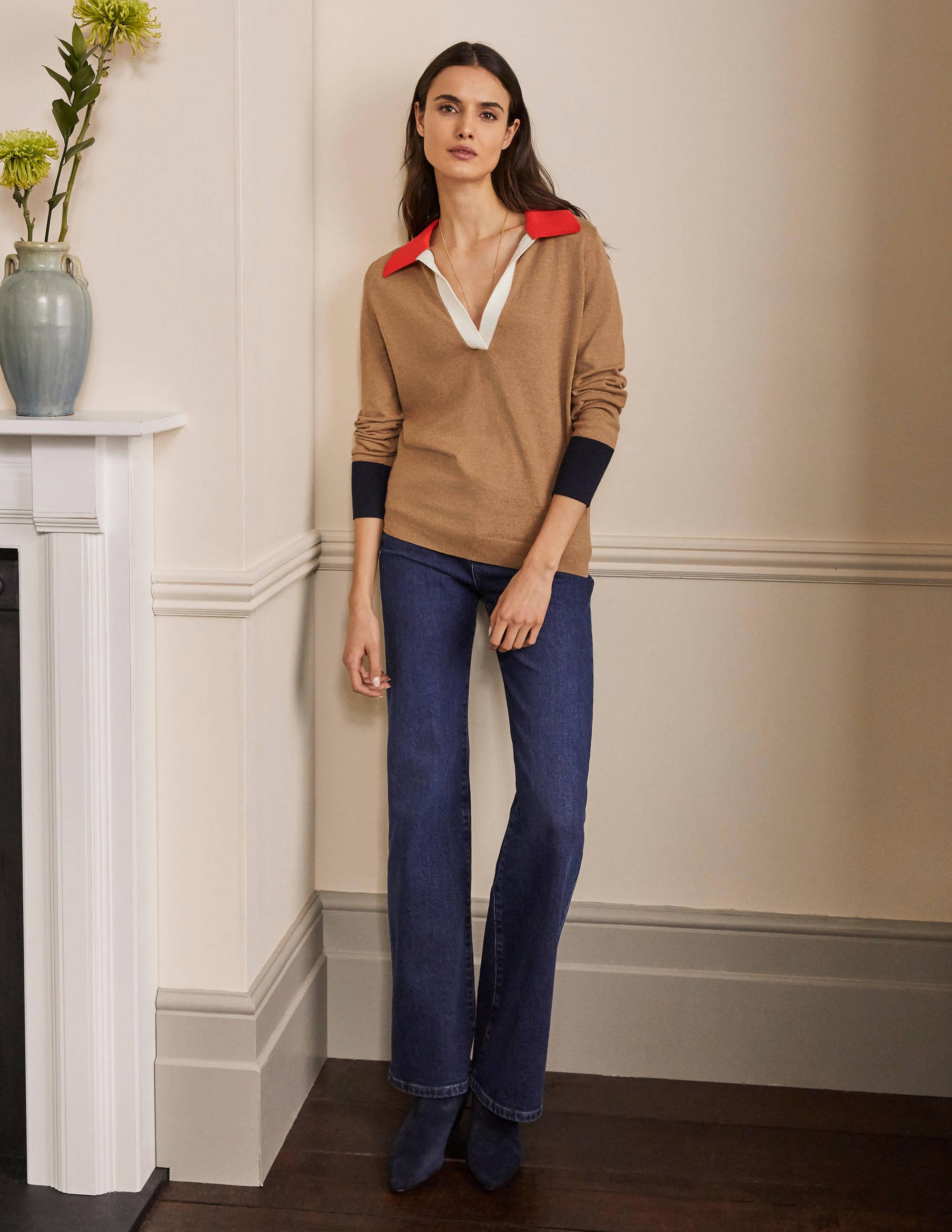 Collar Jumper-Camel Melange - Image 4
