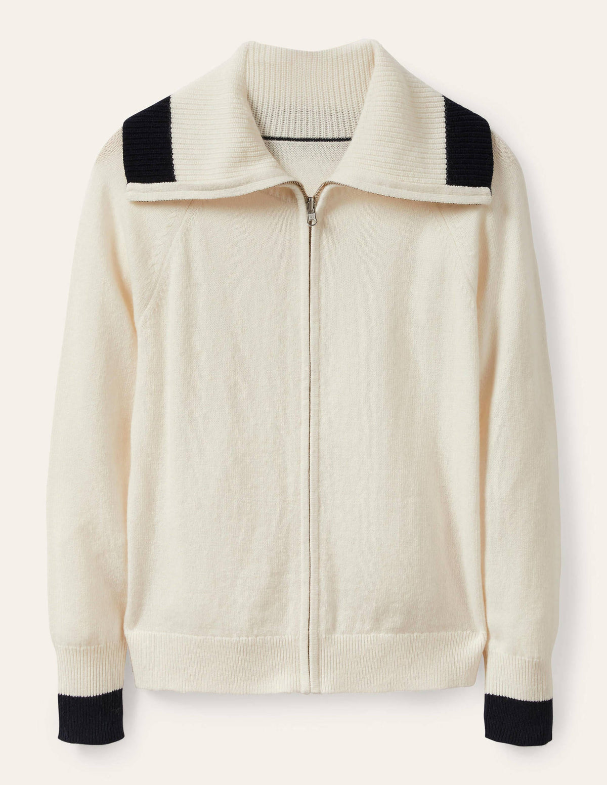 Collared Zip-up Cardigan-Ivory - Image 6