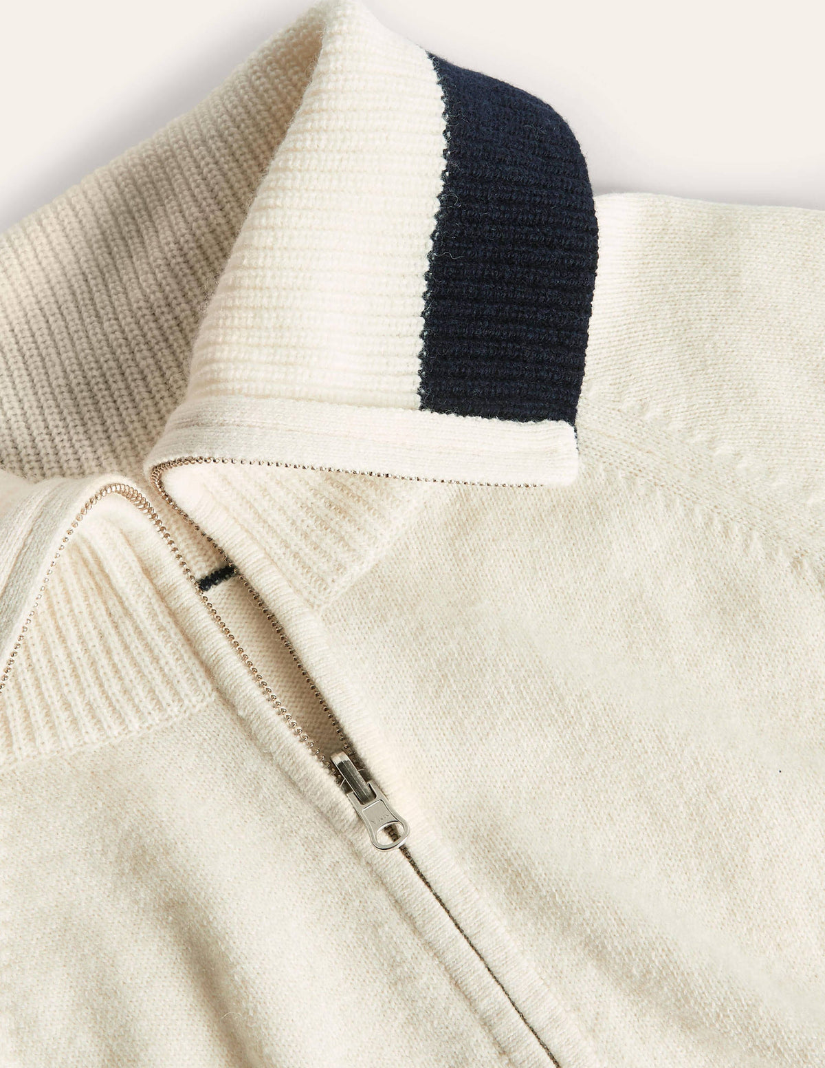 Collared Zip-up Cardigan-Ivory - Image 7