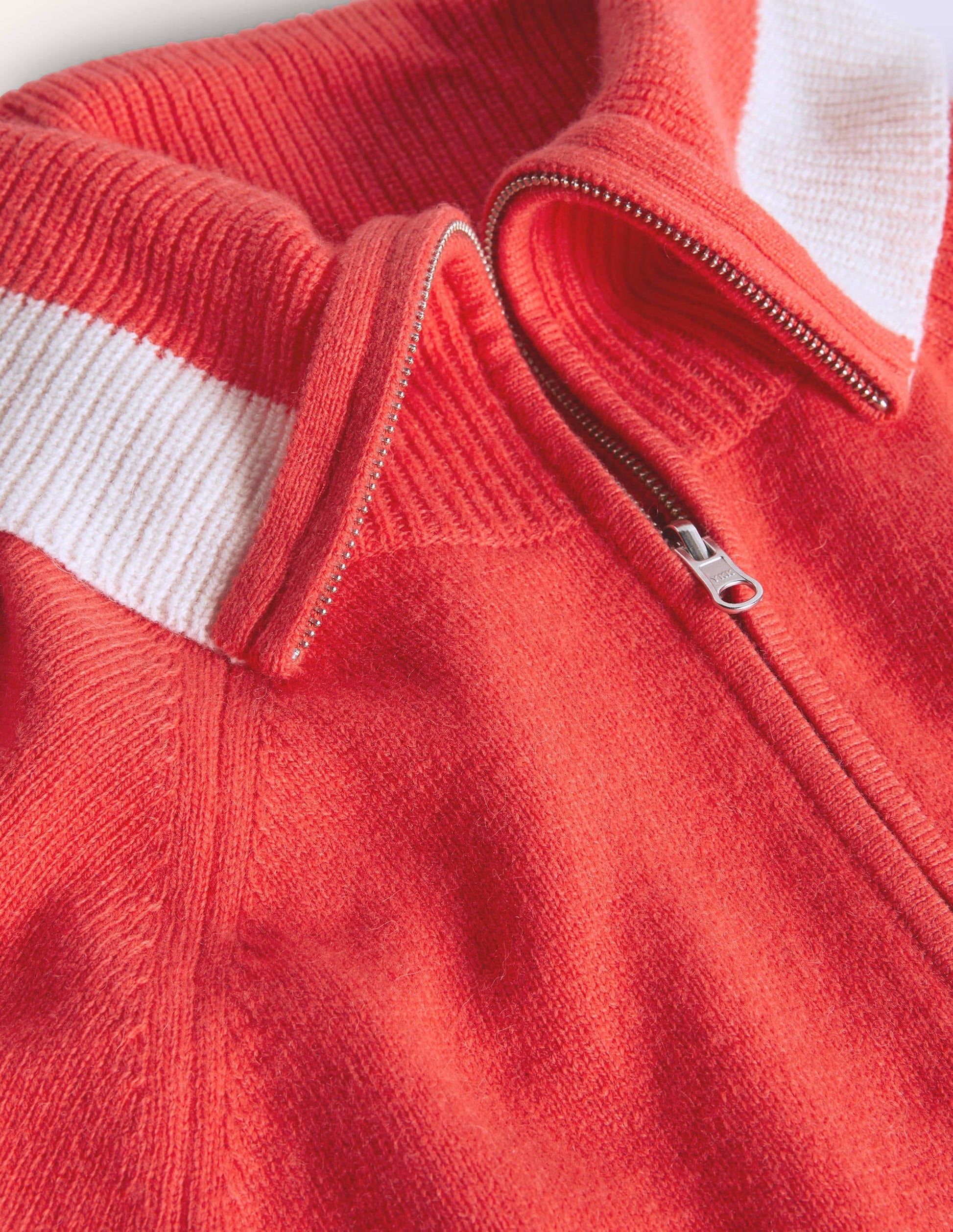 Collared Zip-up Cardigan-Cherry Red-6