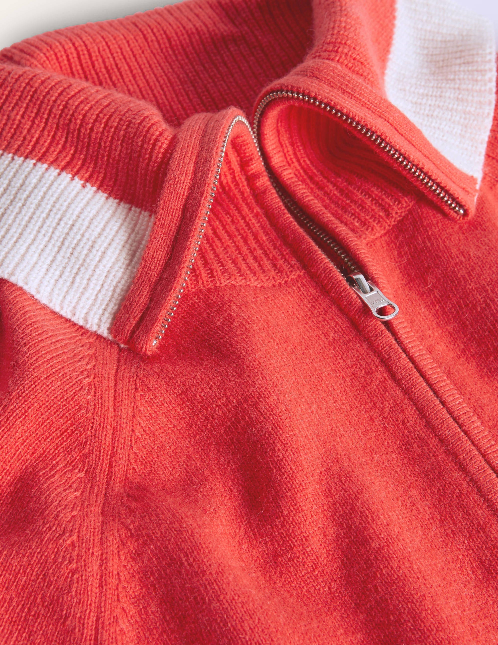 Collared Zip-up Cardigan-Cherry Red - Image 6